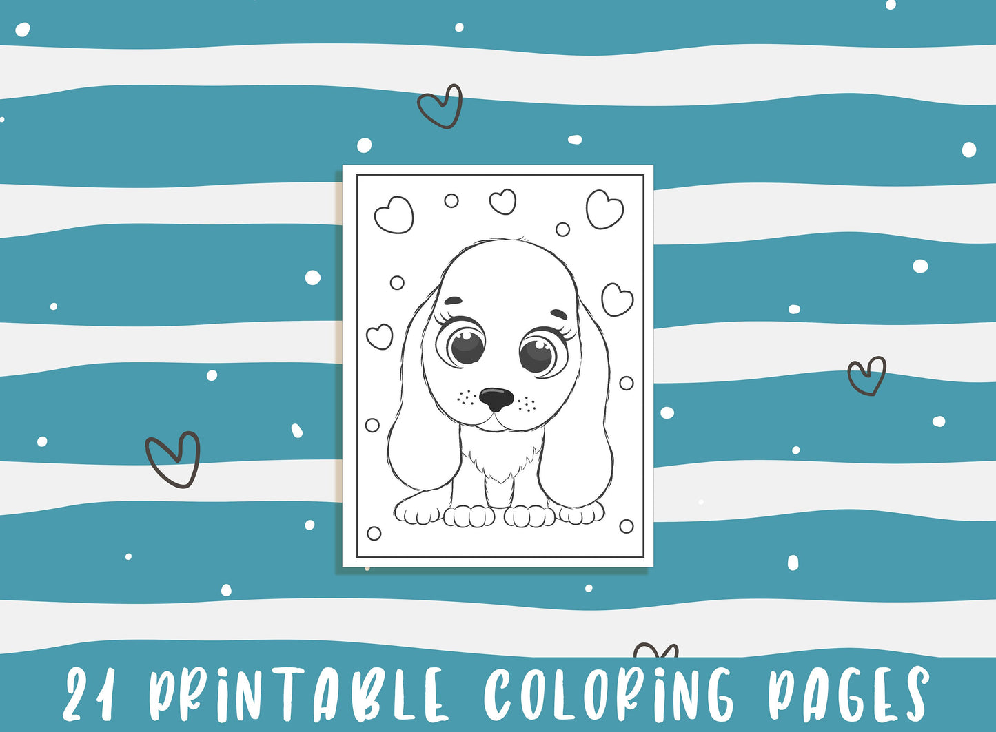 Puppy Coloring Pages - 21 Printable Puppy Coloring Pages for Kids, Boys, Girls, Teens, Puppy Birthday Party Activity - Instant Download.