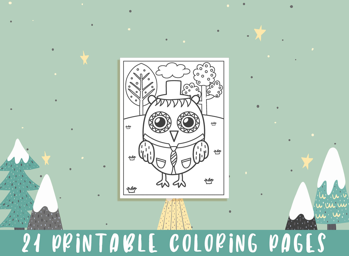 Owl Coloring Pages - 21 Printable Owl Coloring Pages for Kids, Boys, Girls, Teens, Owl Birthday Party Activity - Instant Download.