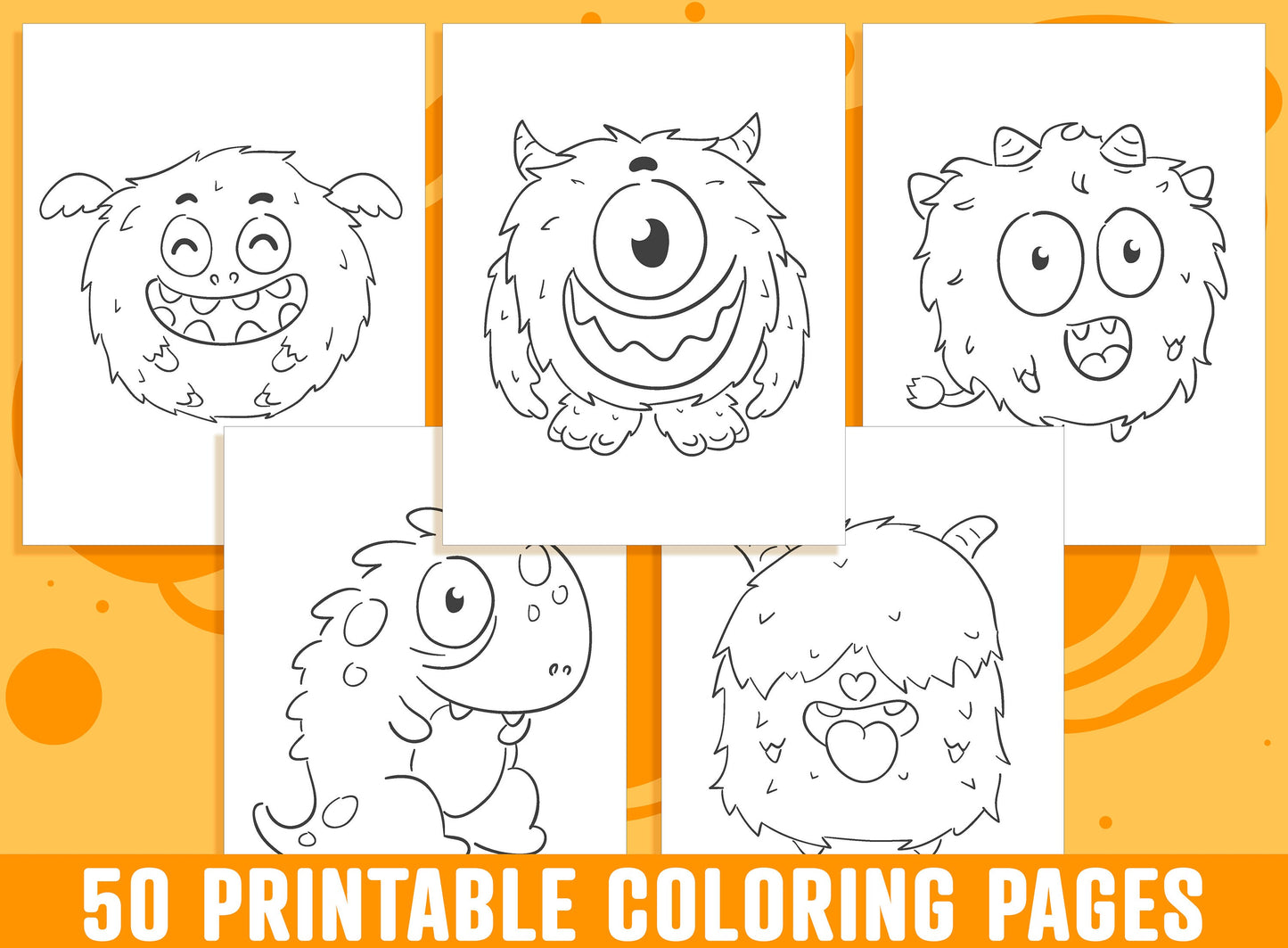Monster Coloring Pages - 50 Printable Monster Coloring Pages for Kids, Boys, Girls, Teens. Monster Party Activity - Instant Download.