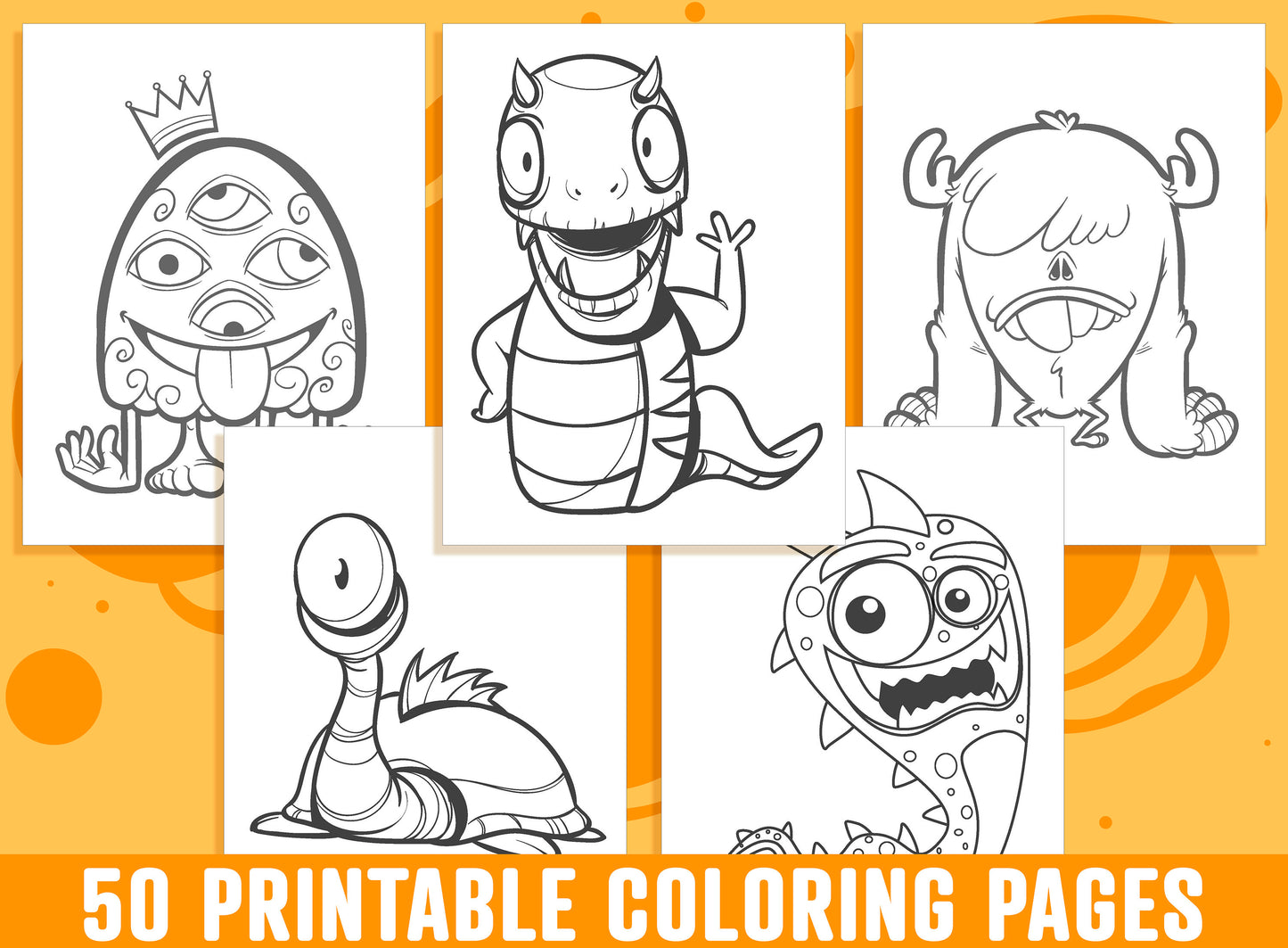Monster Coloring Pages - 50 Printable Monster Coloring Pages for Kids, Boys, Girls, Teens. Monster Party Activity - Instant Download.