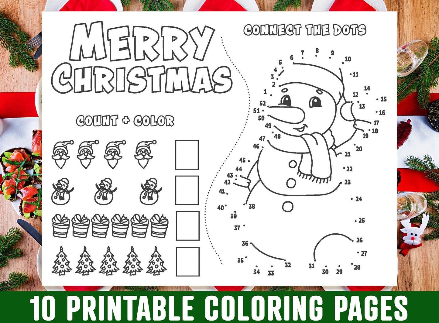 Christmas Placemat For Kids, 10 Printable Christmas Placemats for Kids, Boys, Girls, Teens. Christmas Party Activity, Christmas Gift, 8.5x11