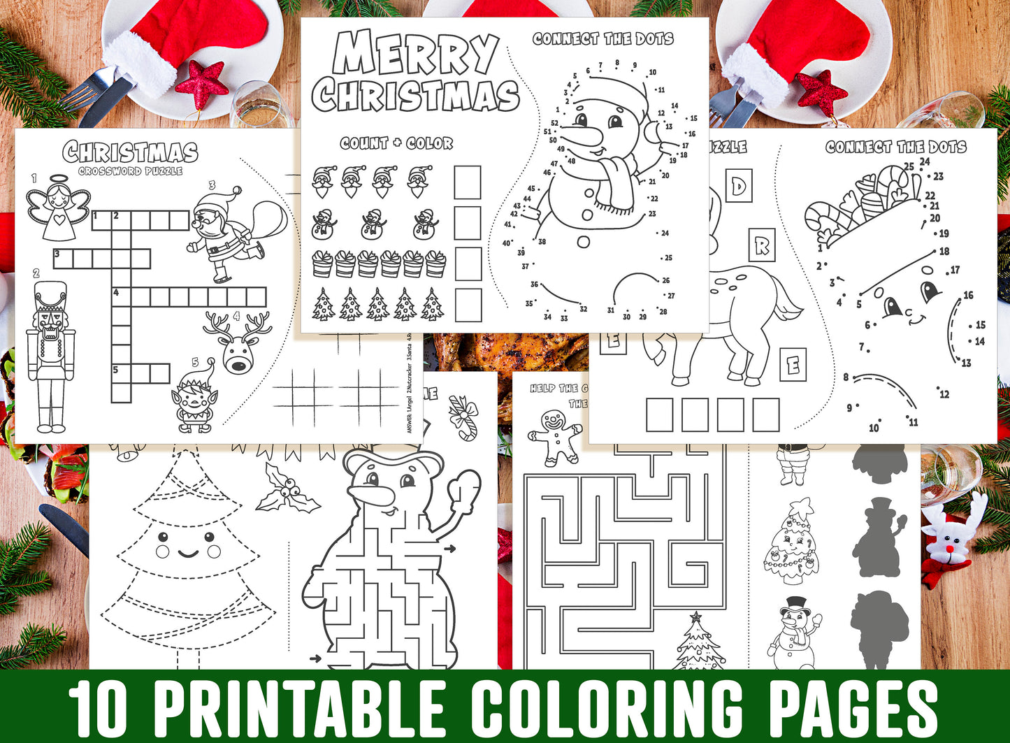 Christmas Placemat For Kids, 10 Printable Christmas Placemats for Kids, Boys, Girls, Teens. Christmas Party Activity, Christmas Gift, 8.5x11