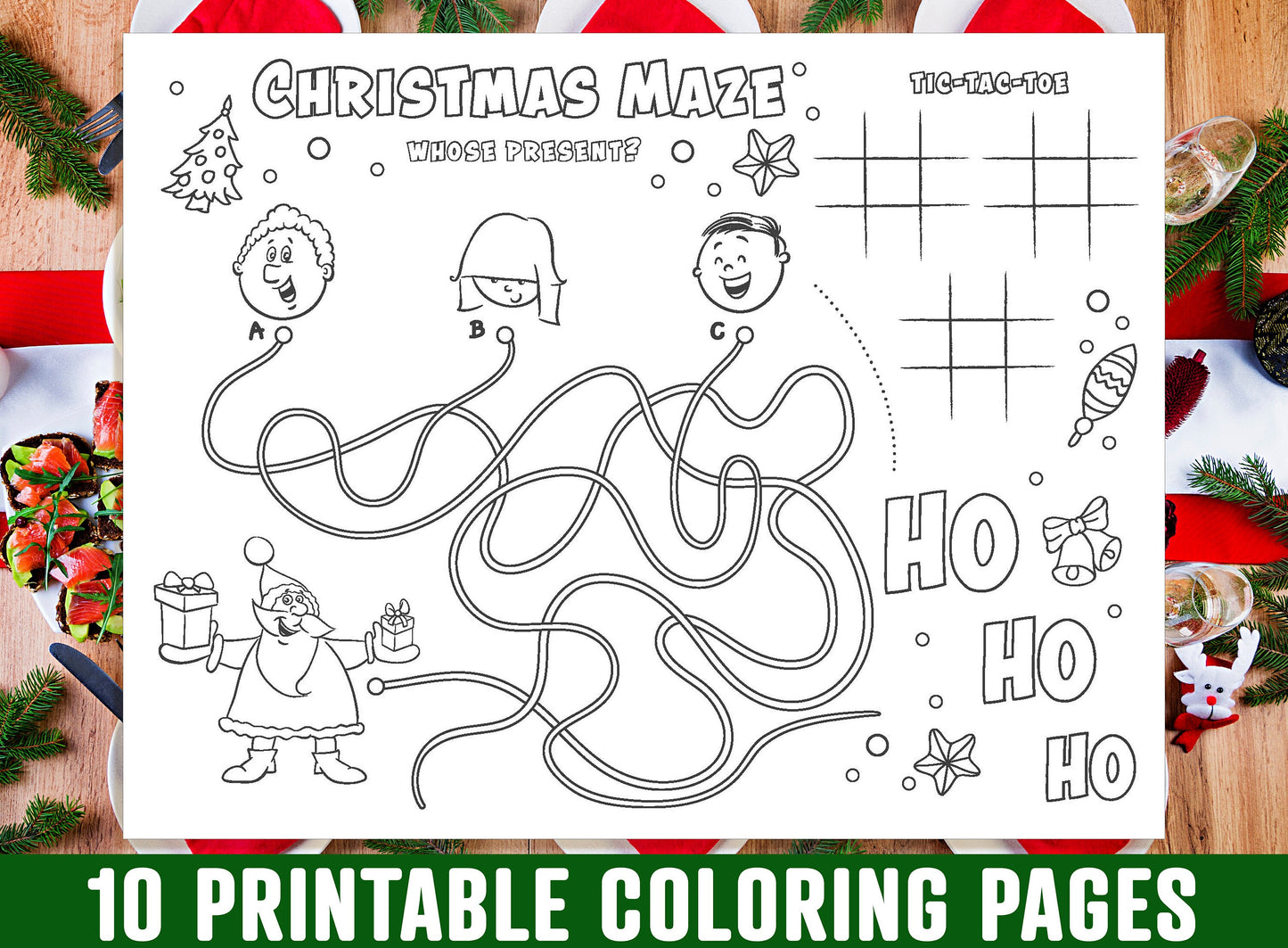 Christmas Placemat For Kids, 10 Printable Christmas Placemats for Kids, Boys, Girls, Teens. Christmas Party Activity, Christmas Gift, 8.5x11