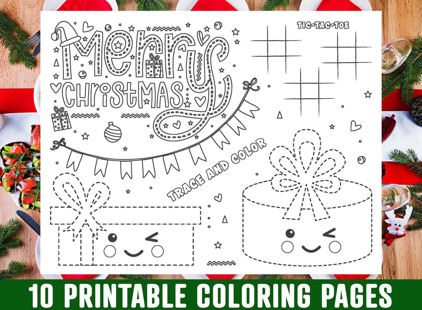 Christmas Placemat For Kids, 10 Printable Christmas Placemats for Kids, Boys, Girls, Teens. Christmas Party Activity, Christmas Gift, 8.5x11