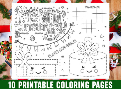 Christmas Placemat For Kids, 10 Printable Christmas Placemats for Kids, Boys, Girls, Teens. Christmas Party Activity, Christmas Gift, 8.5x11