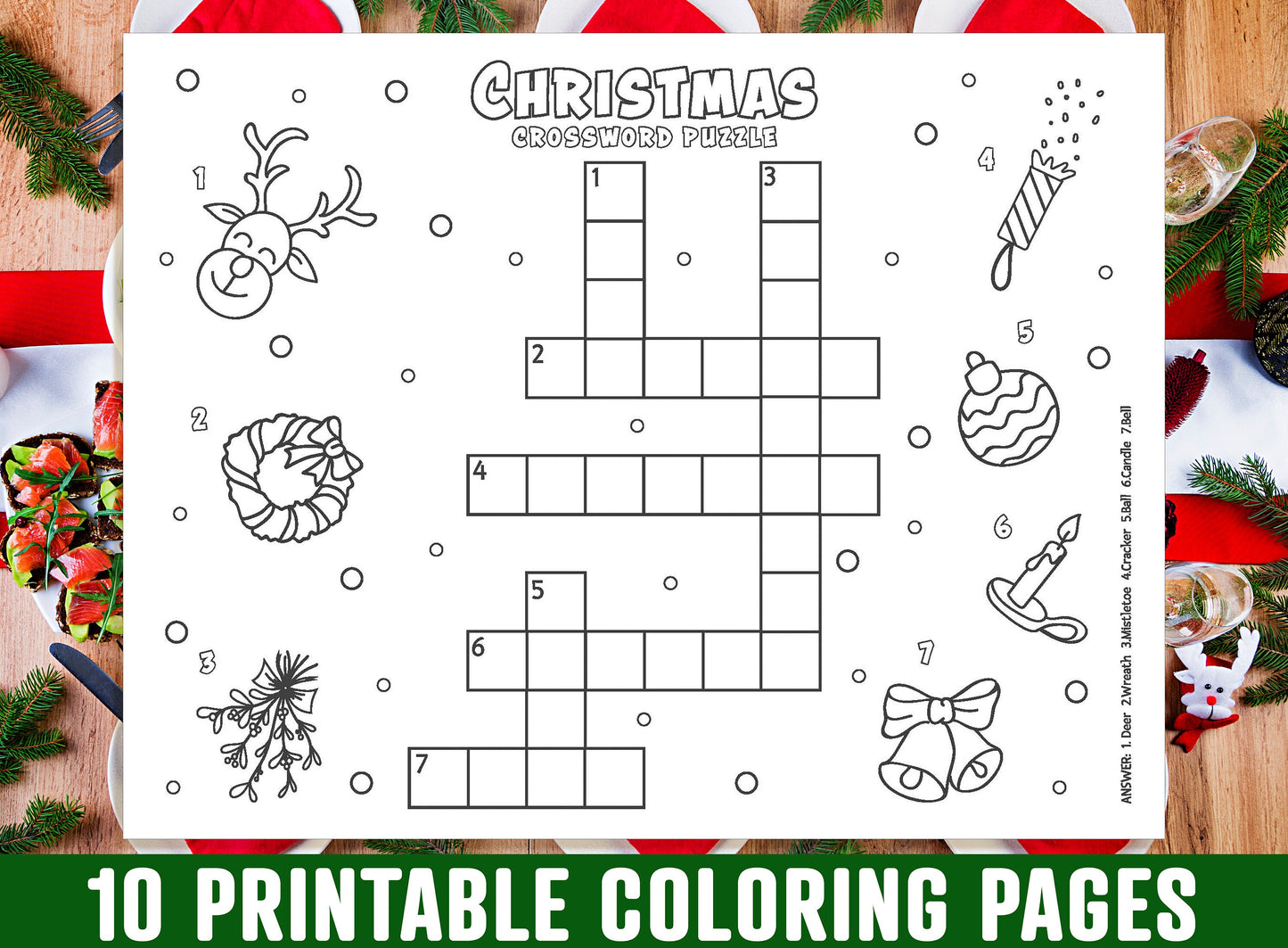 Christmas Placemat For Kids, 10 Printable Christmas Placemats for Kids, Boys, Girls, Teens. Christmas Party Activity, Christmas Gift, 8.5x11