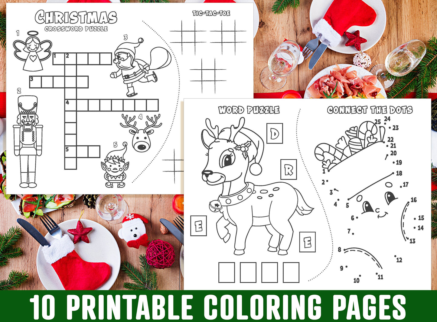 Christmas Placemat For Kids, 10 Printable Christmas Placemats for Kids, Boys, Girls, Teens. Christmas Party Activity, Christmas Gift, 8.5x11