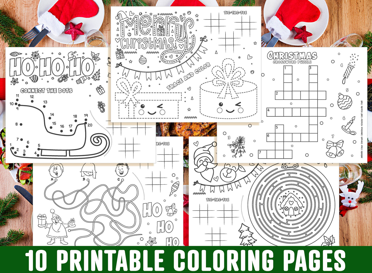 Christmas Placemat For Kids, 10 Printable Christmas Placemats for Kids, Boys, Girls, Teens. Christmas Party Activity, Christmas Gift, 8.5x11