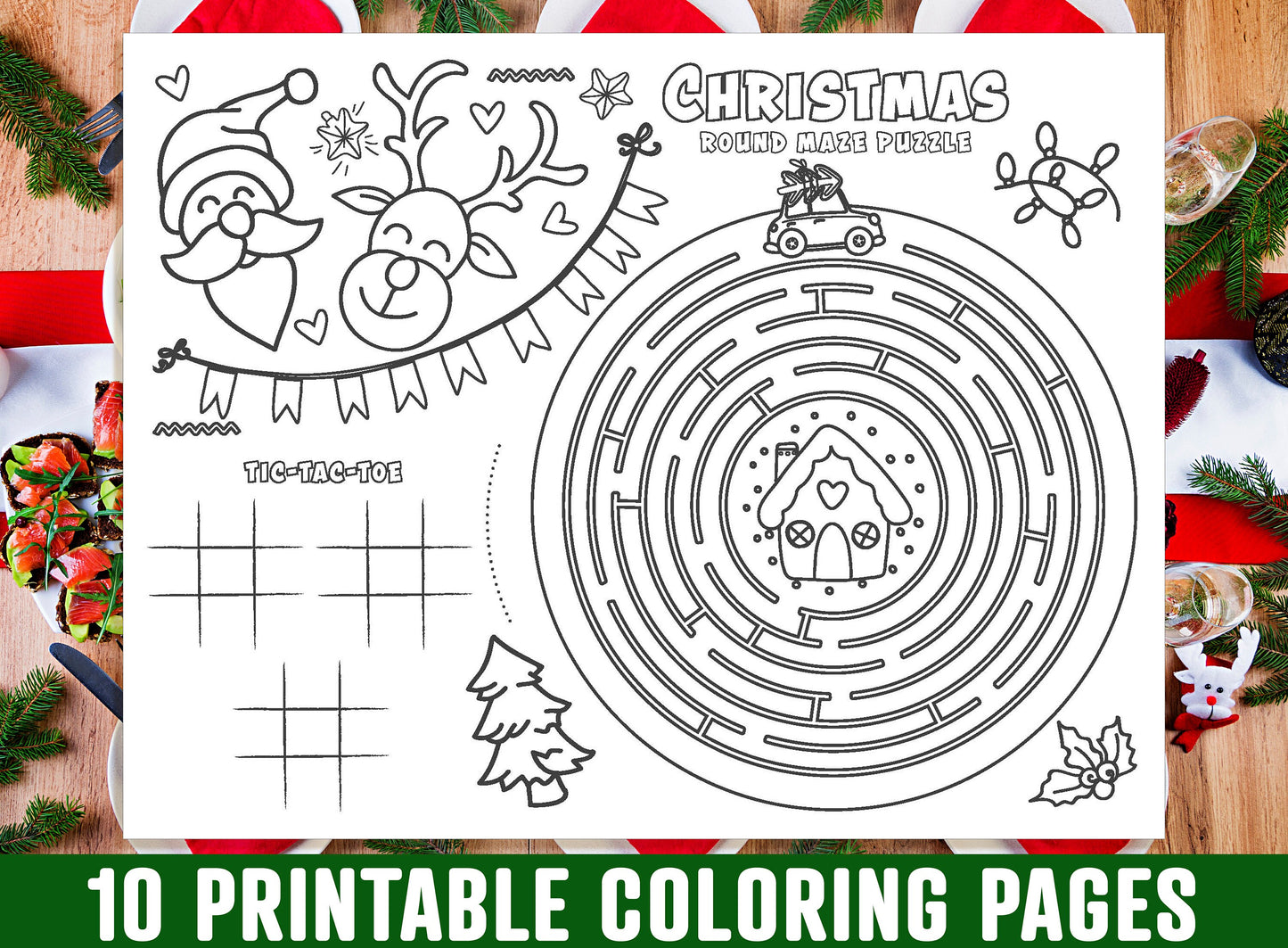 Christmas Placemat For Kids, 10 Printable Christmas Placemats for Kids, Boys, Girls, Teens. Christmas Party Activity, Christmas Gift, 8.5x11