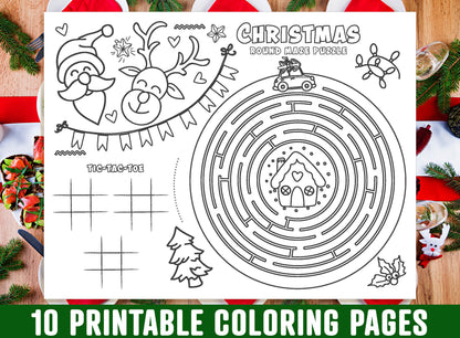 Christmas Placemat For Kids, 10 Printable Christmas Placemats for Kids, Boys, Girls, Teens. Christmas Party Activity, Christmas Gift, 8.5x11