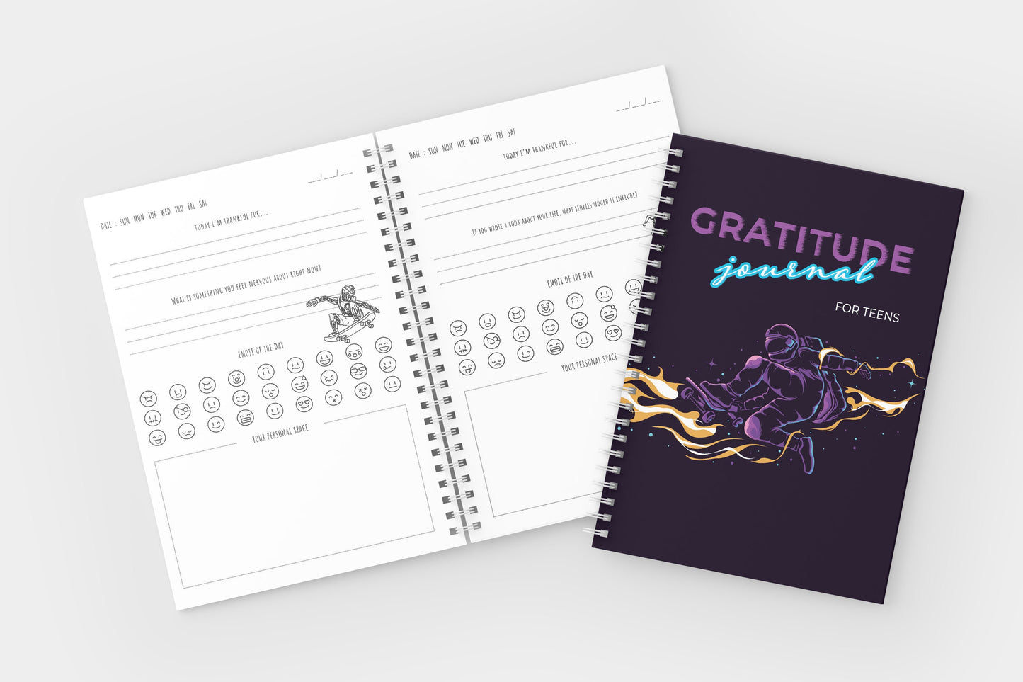 Gratitude Journal for Teens. Printable PDF in A4, A5, US Trade, US Letter Sizes. 128 Pages, Each page Not the same, Instant Download.