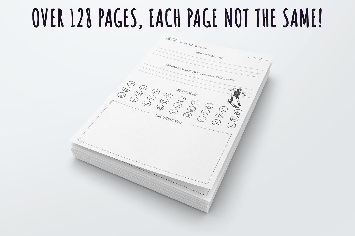 Gratitude Journal for Teens. Printable PDF in A4, A5, US Trade, US Letter Sizes. 128 Pages, Each page Not the same, Instant Download.