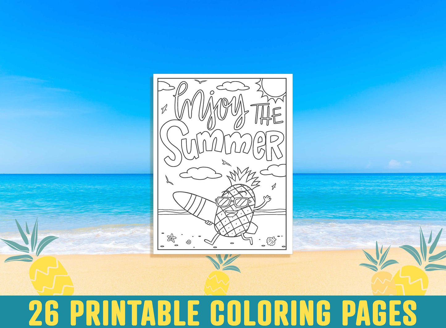 Summer Coloring Pages, 26 Printable Summer Holiday Coloring Pages for Kids, Boys, Girls, Teens, Adults, Summer Activities, Fun Coloring Book