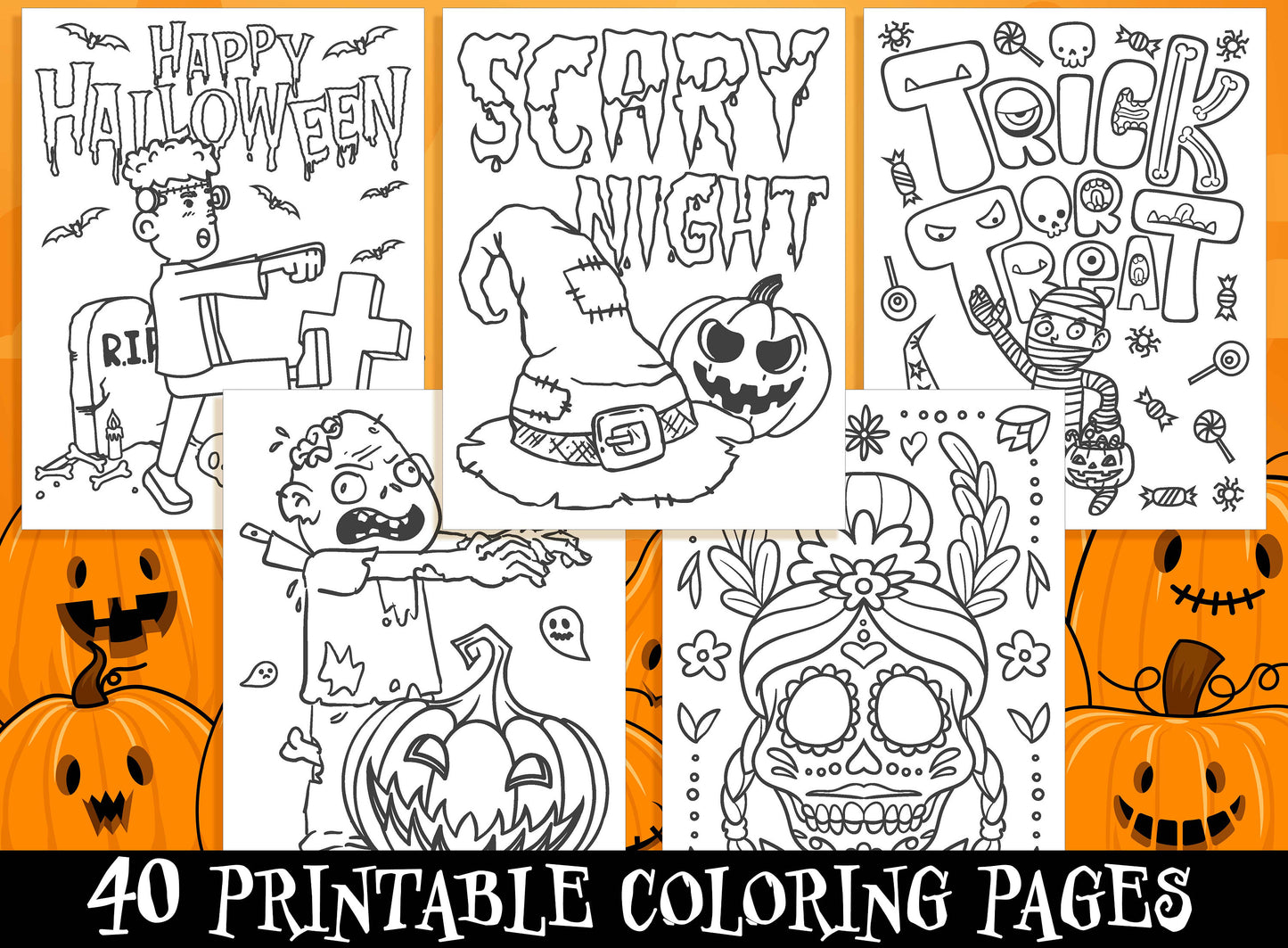 Halloween Activity Sheets - 40 Printable Halloween Activity Pages for Kids, Boys, Girls, Teens. Halloween Party Activity, Kids Coloring Book