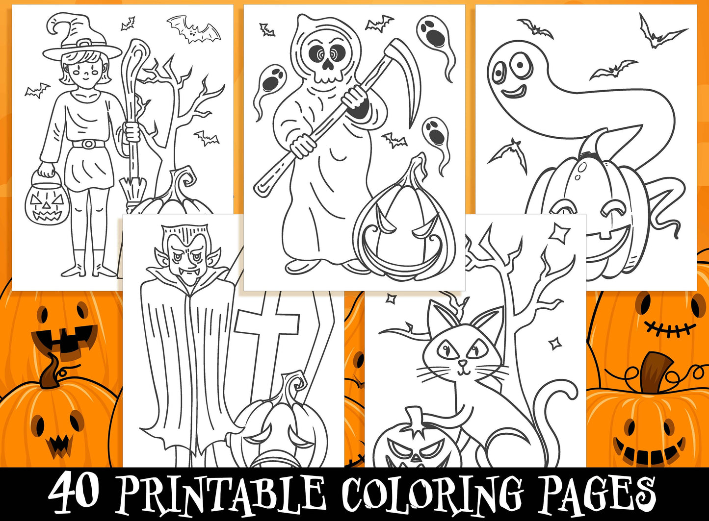 Halloween Activity Sheets - 40 Printable Halloween Activity Pages for Kids, Boys, Girls, Teens. Halloween Party Activity, Kids Coloring Book