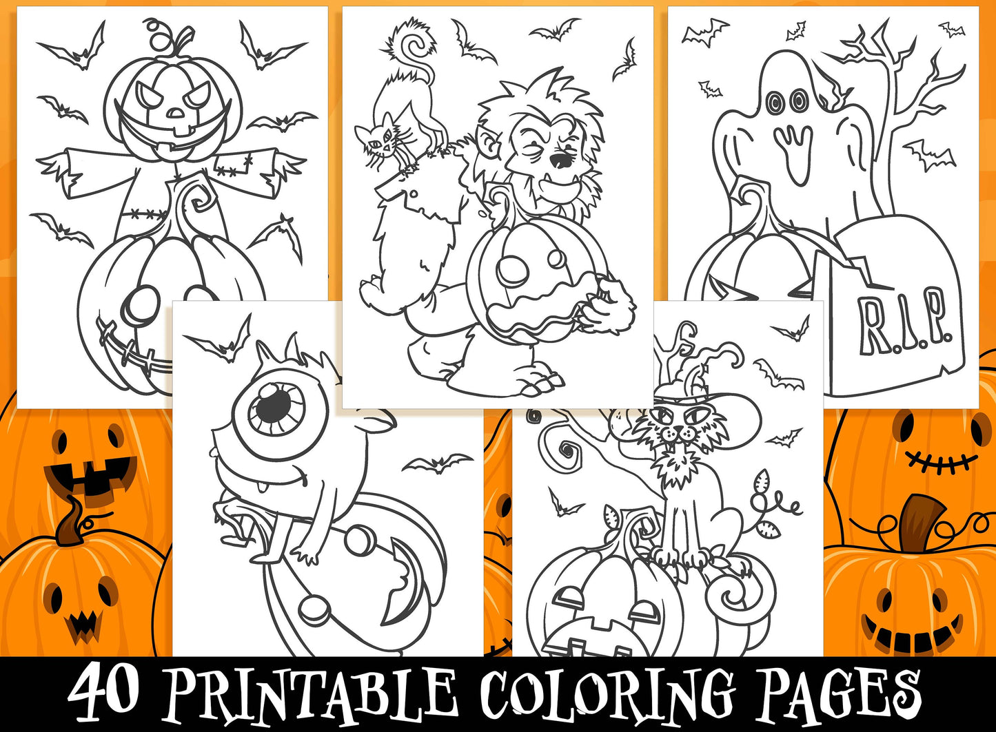 Halloween Activity Sheets - 40 Printable Halloween Activity Pages for Kids, Boys, Girls, Teens. Halloween Party Activity, Kids Coloring Book