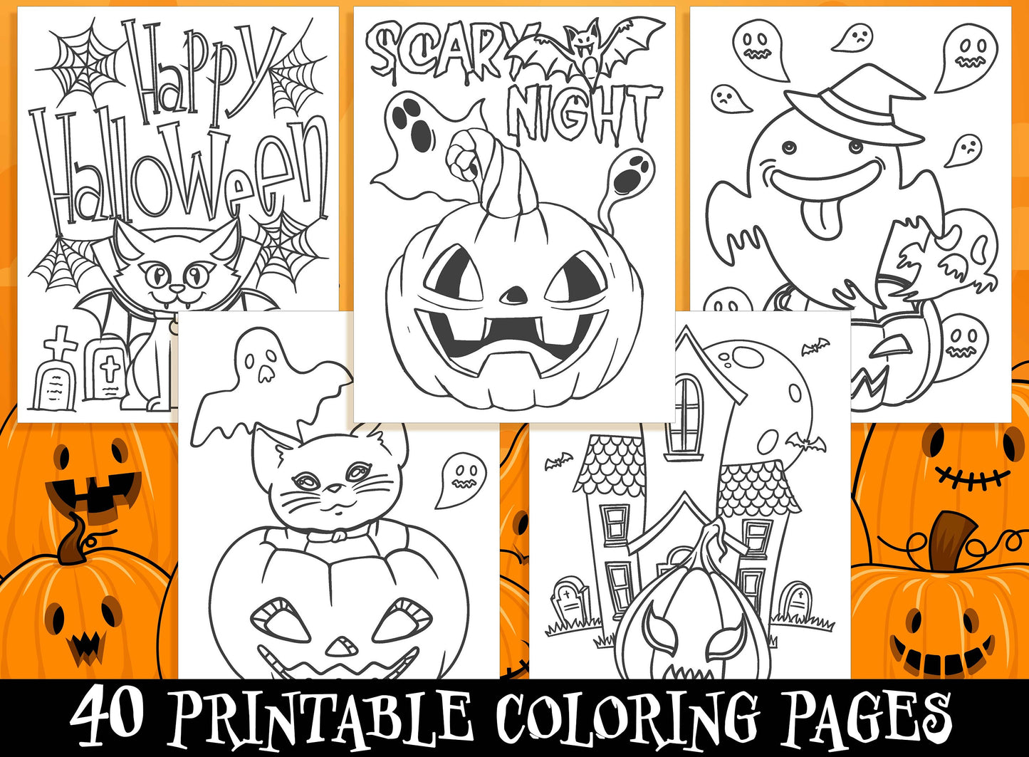 Halloween Activity Sheets - 40 Printable Halloween Activity Pages for Kids, Boys, Girls, Teens. Halloween Party Activity, Kids Coloring Book