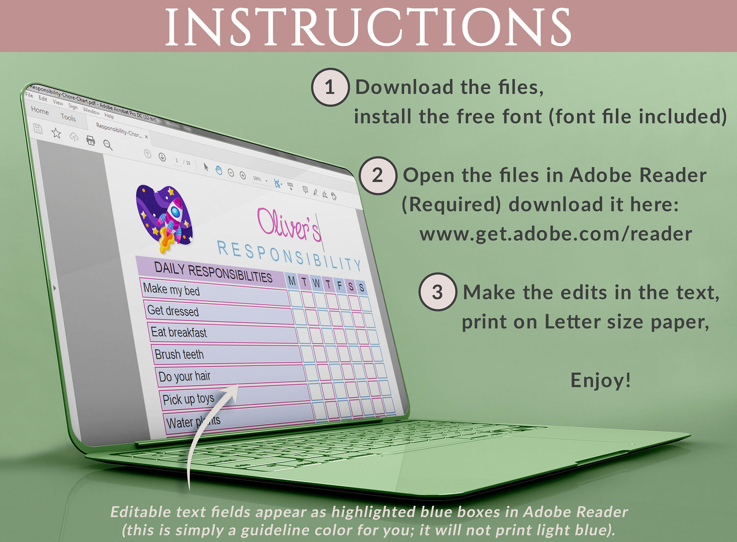 Chores For 8 Year Old, Responsibility Chore Chart, Kids Chores List, Chore Chart Template, Responsibility Chart Printable, Fully Editable