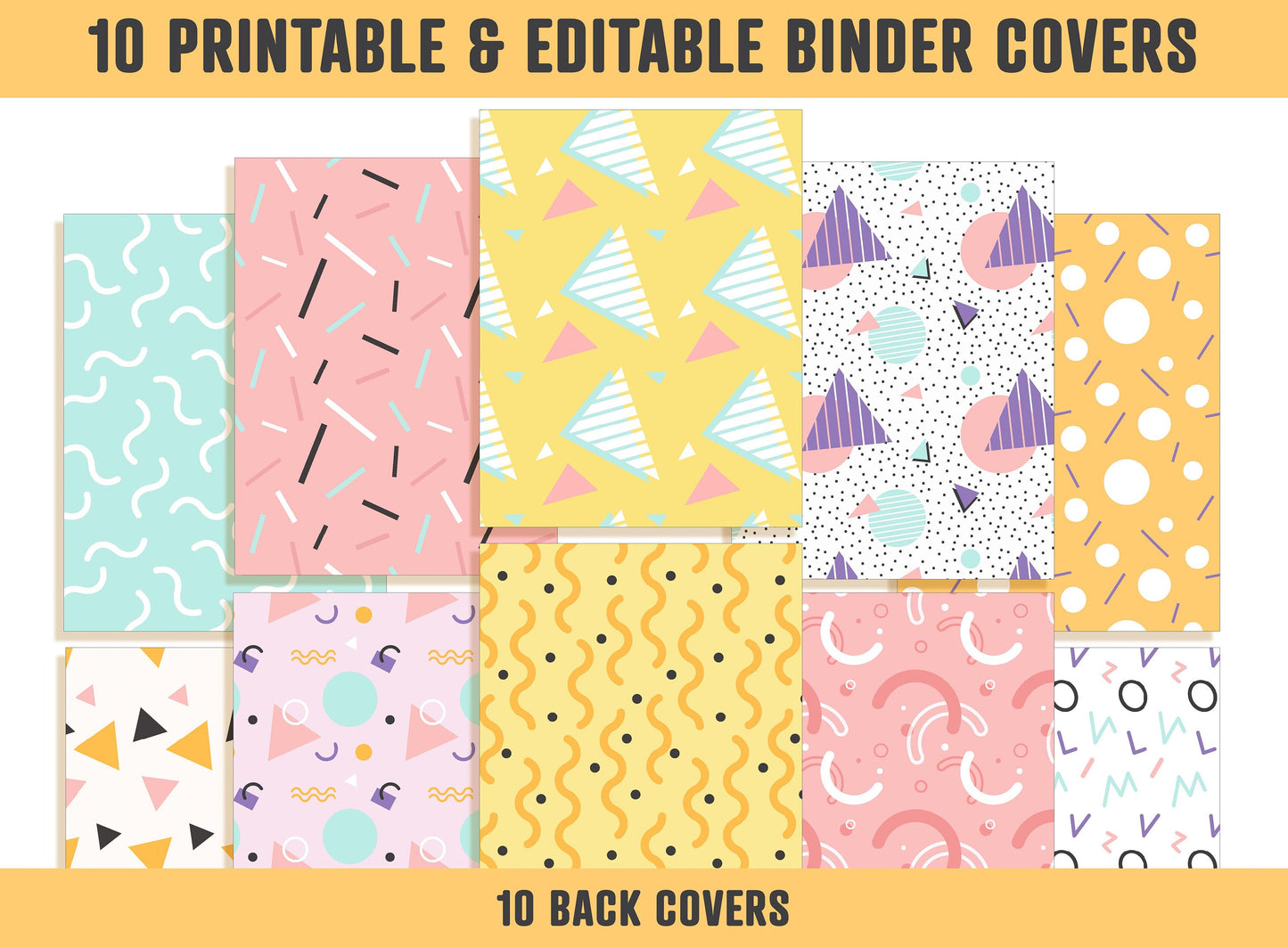 Binder Cover Template, 10 Printable & Editable Binder Covers+Spines, Binder Insert, Planner Cover Teacher/School, Printable Binder Cover