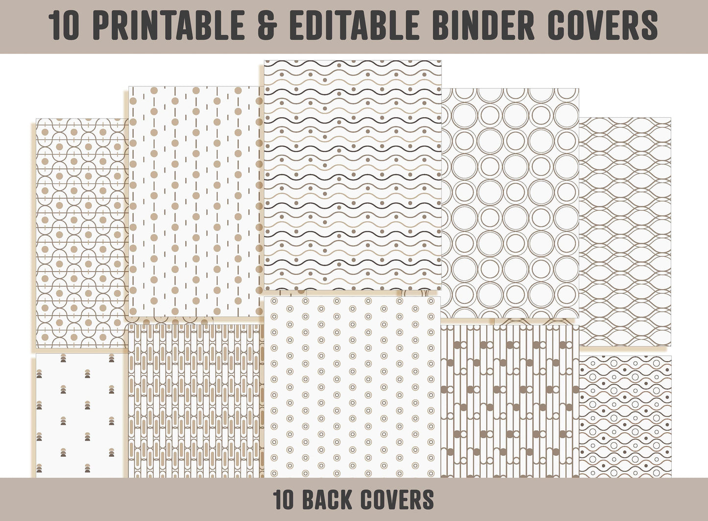 Binder Cover Page, 10 Printable & Editable Binder Covers+Spines, Binder Insert/Template Planner Cover Teacher/School, Printable Binder Cover