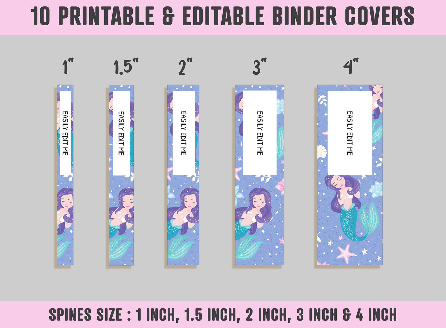 Binder Cover For Girls, 10 Printable & Editable Binder Covers+Spines, Cute Binder Cover, Teacher/School Binder, Planner Cover, Binder Insert