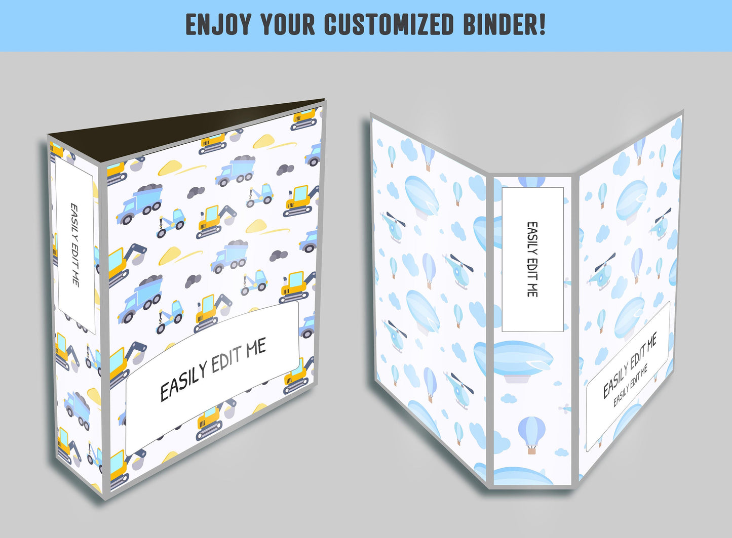 Binder Cover For Kids, 10 Covers+Spines, Binder Cover Printable, Editable, Boys, Girls, Teacher, School Binder, Planner Cover, Binder Insert