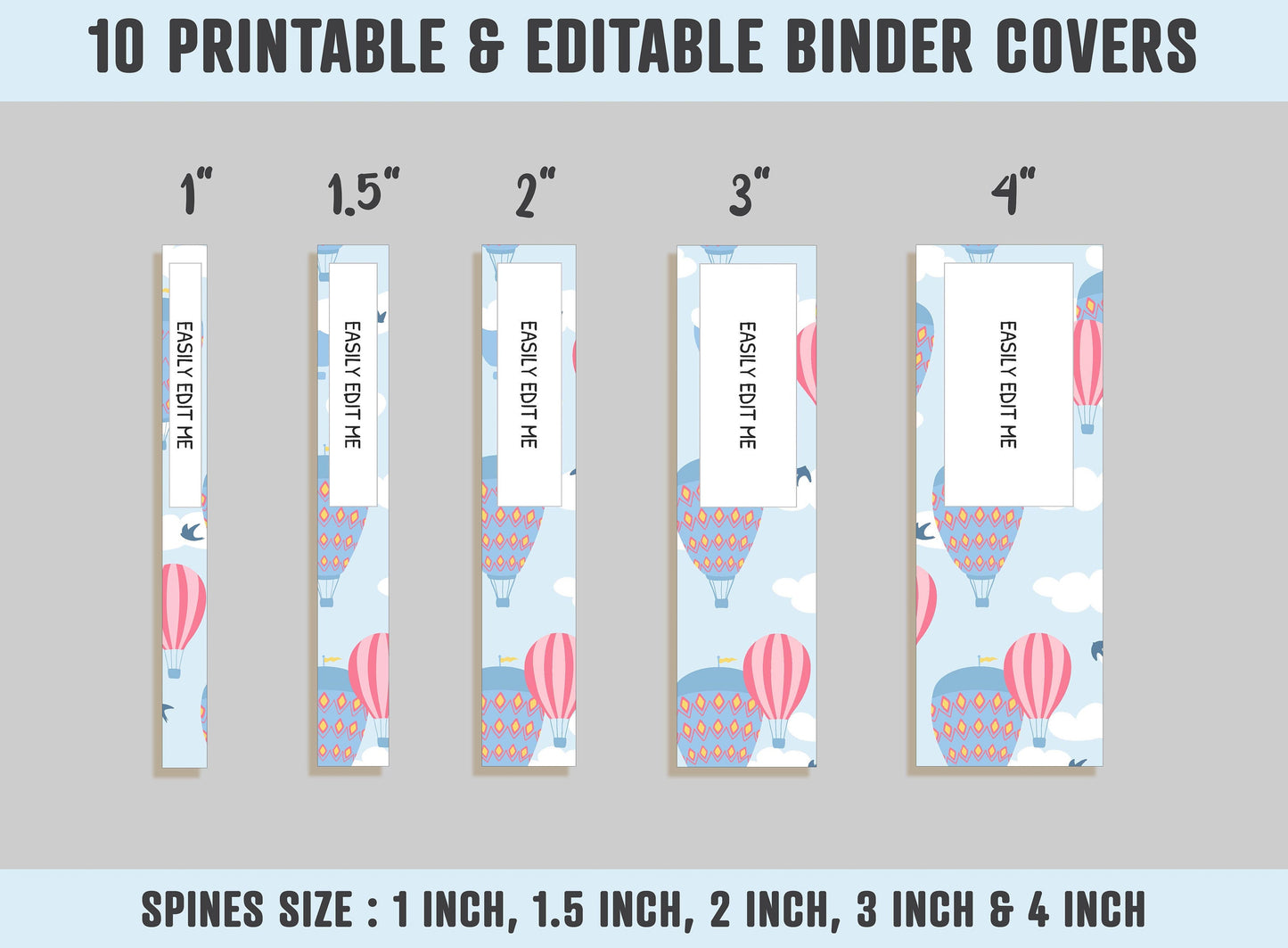 Printable Binder Cover, 10 Covers+Spines, Binder Cover Printable, Editable, Teacher/School Binder, Planner Cover, Binder Insert Template PDF