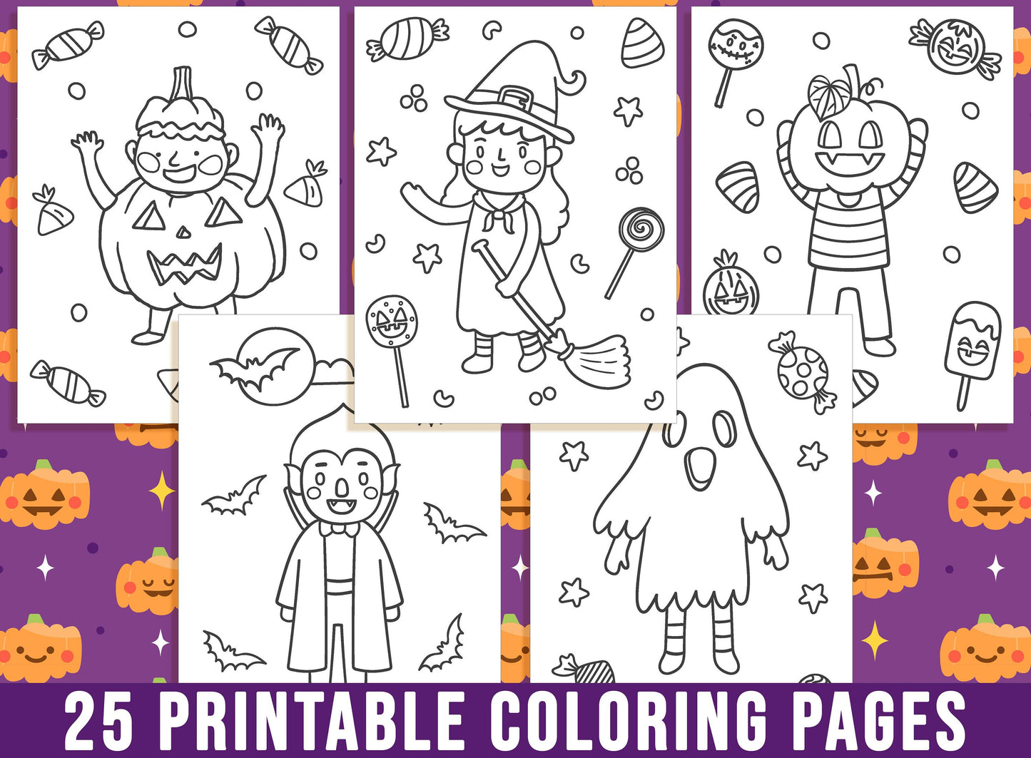 Cute Halloween Activity Pages, Non Scary Halloween Activity Sheets, Printable Coloring Book for Kids, Halloween Party Activity, Free 5*7"