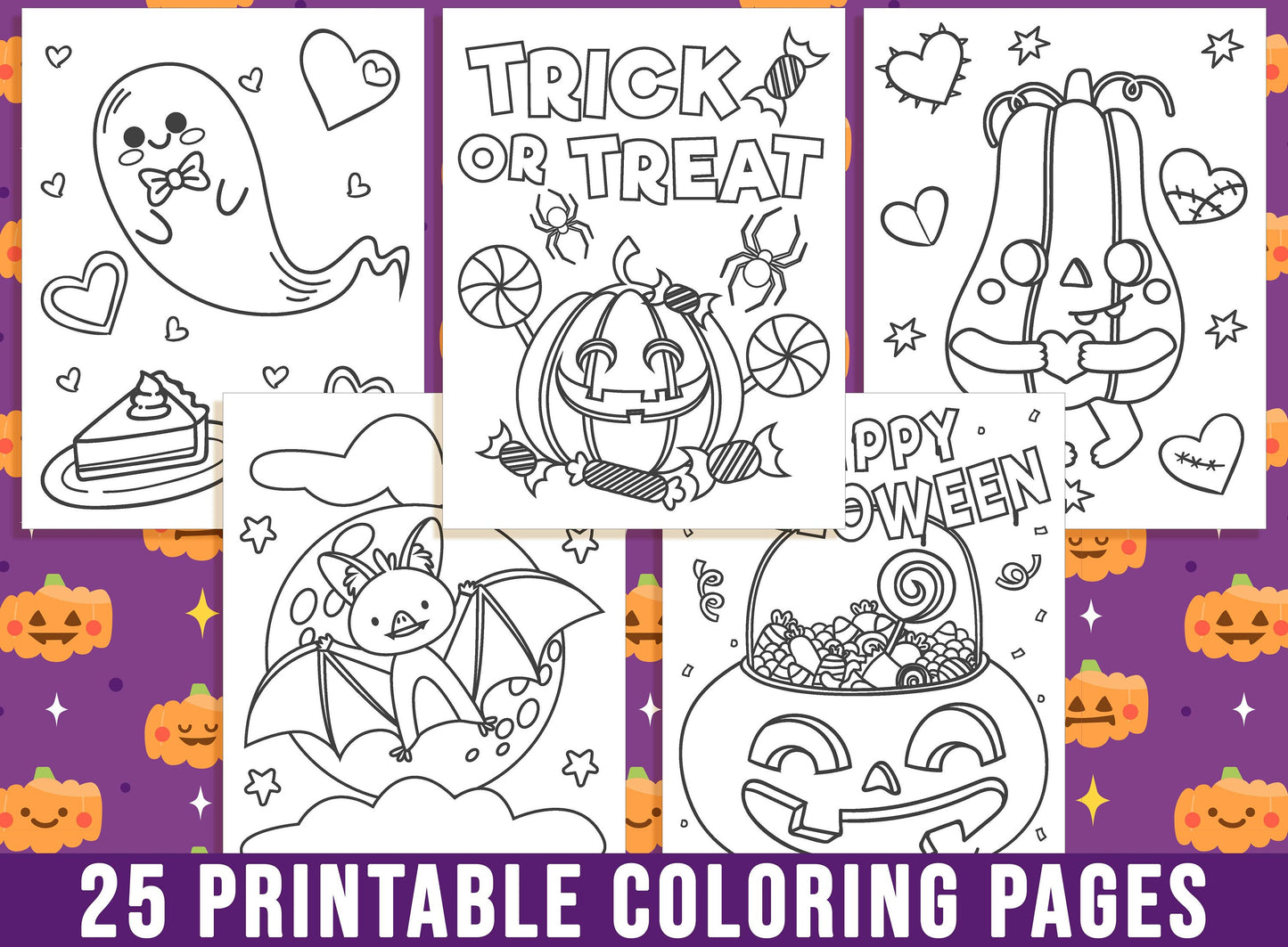 Cute Halloween Activity Pages, Non Scary Halloween Activity Sheets, Printable Coloring Book for Kids, Halloween Party Activity, Free 5*7"