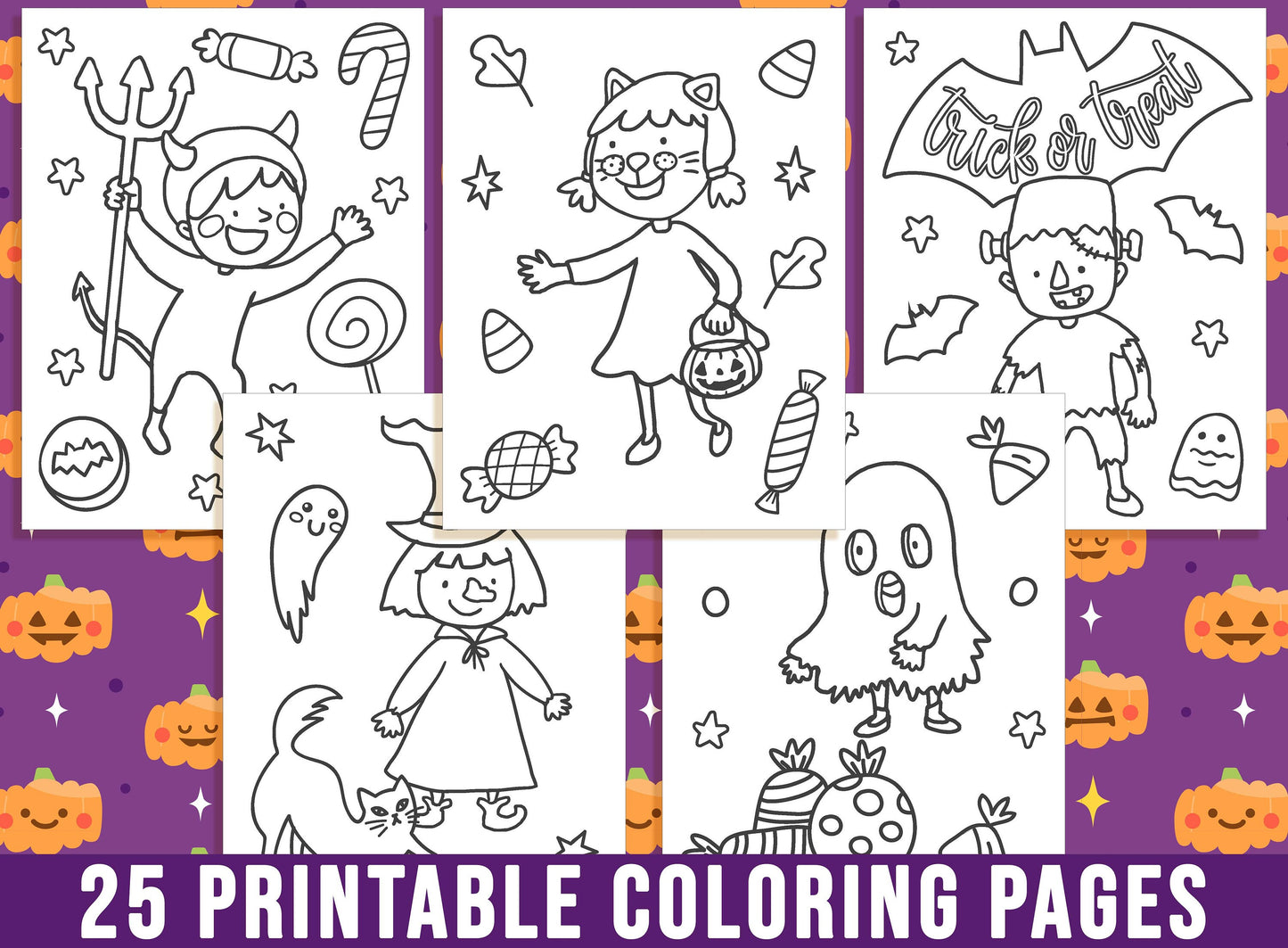 Cute Halloween Activity Pages, Non Scary Halloween Activity Sheets, Printable Coloring Book for Kids, Halloween Party Activity, Free 5*7"