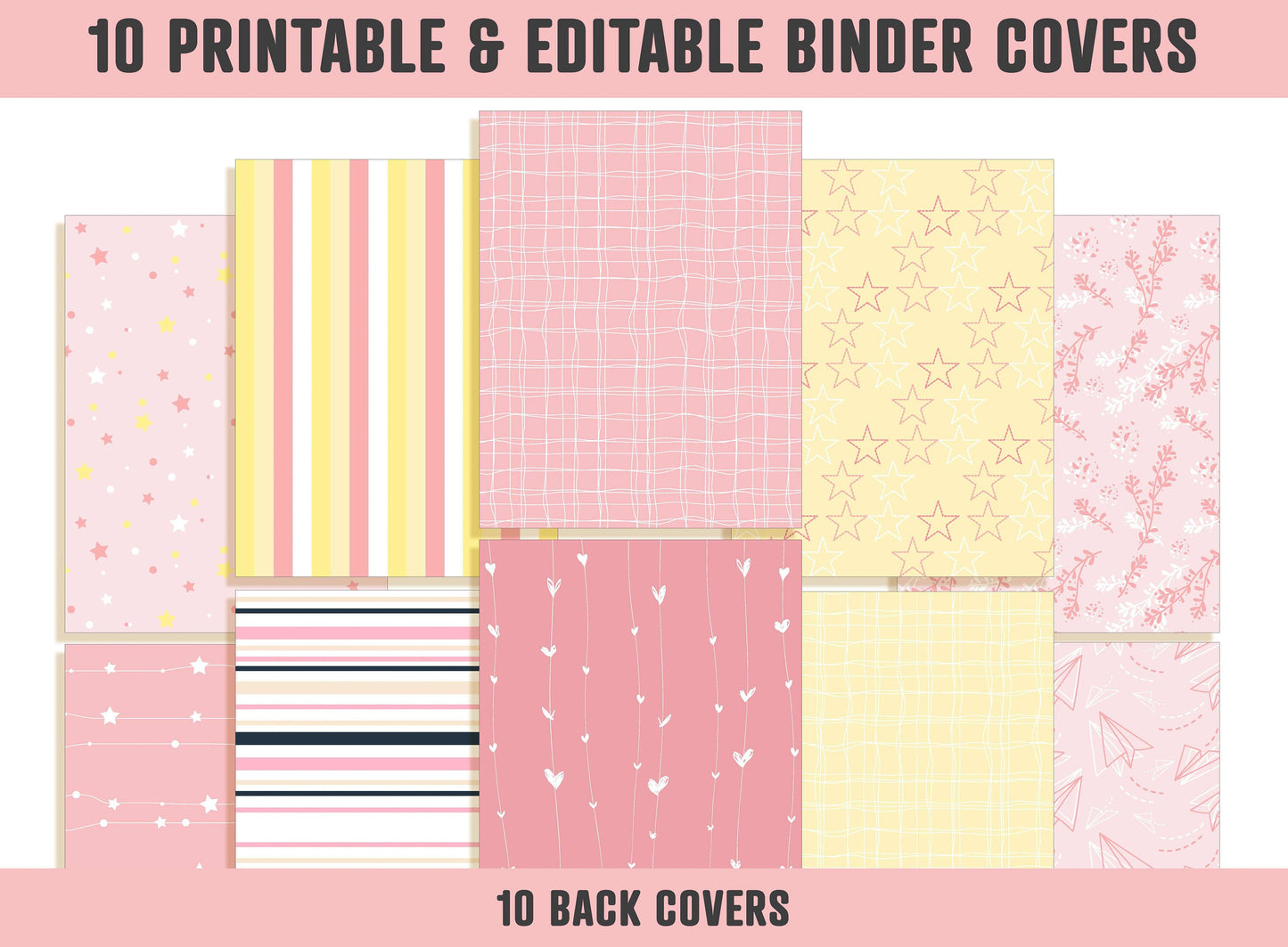 Binder Labels, 10 Printable & Editable Binder Covers+Spines, Binder Inserts, Teacher/School Planner Cover, Printable Binder Cover, Template