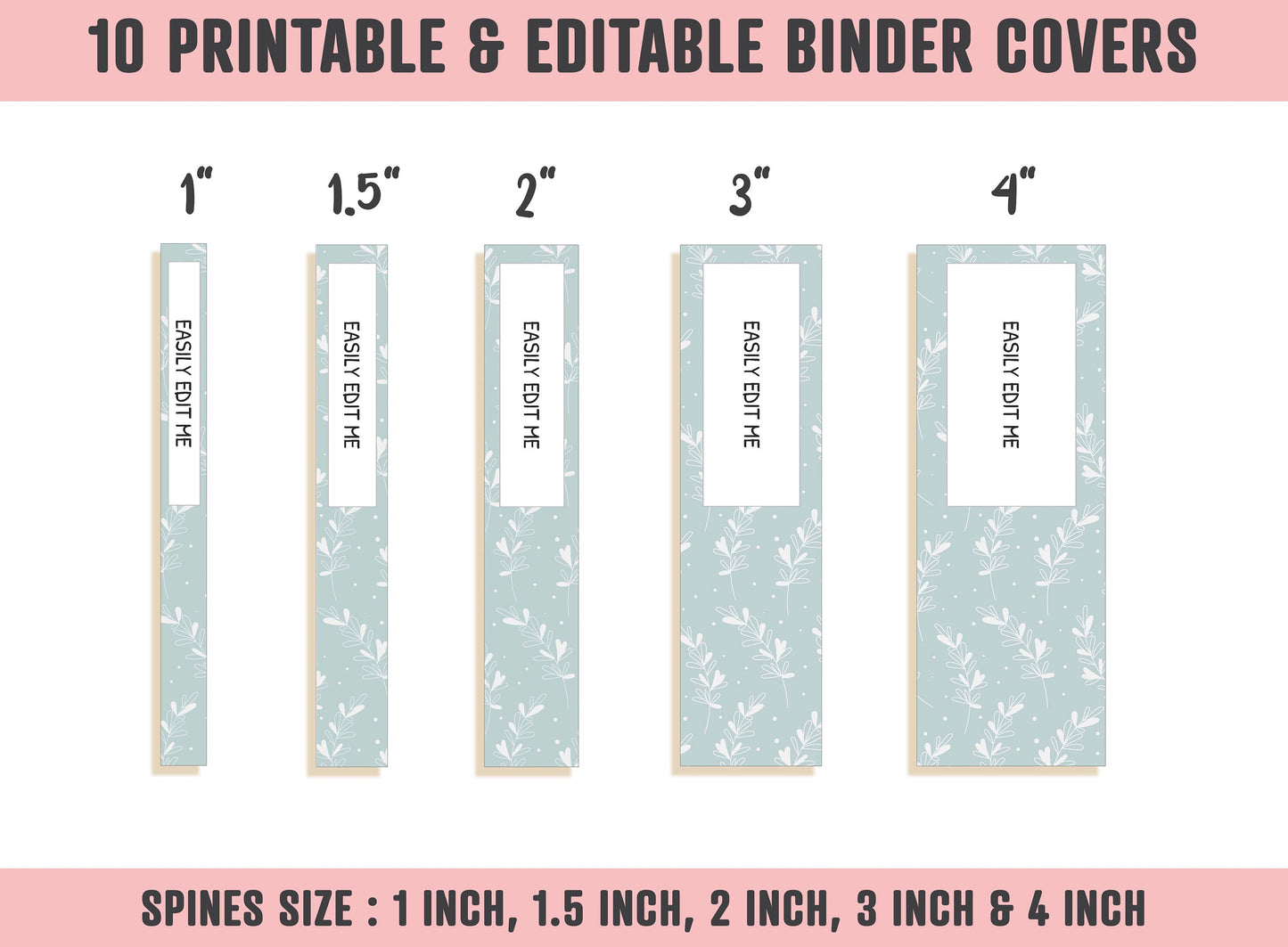 Binder Cover Set, 10 Editable Covers+Spines, Printable, Binder Cover Printable, Teacher/School Binder, Planner Cover, Binder Cover Inserts