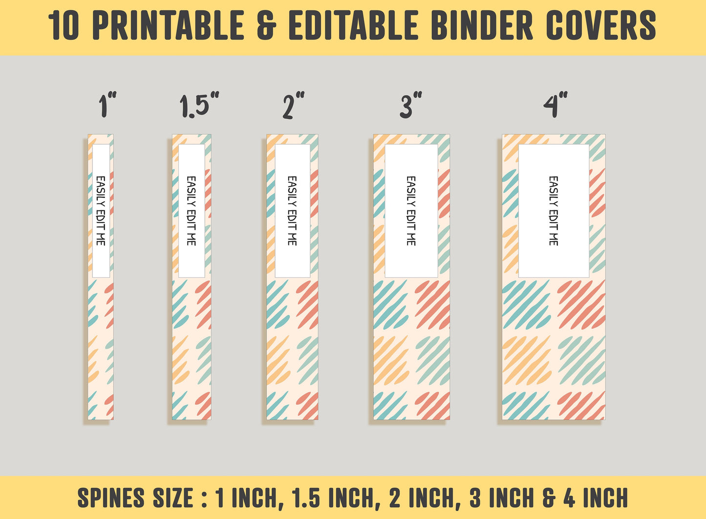 Binder Cover Printable Editable, 10 Covers+Spines, Binder Inserts, Planner Cover, Teacher and School Binder Cover, Binder Cover Template PDF
