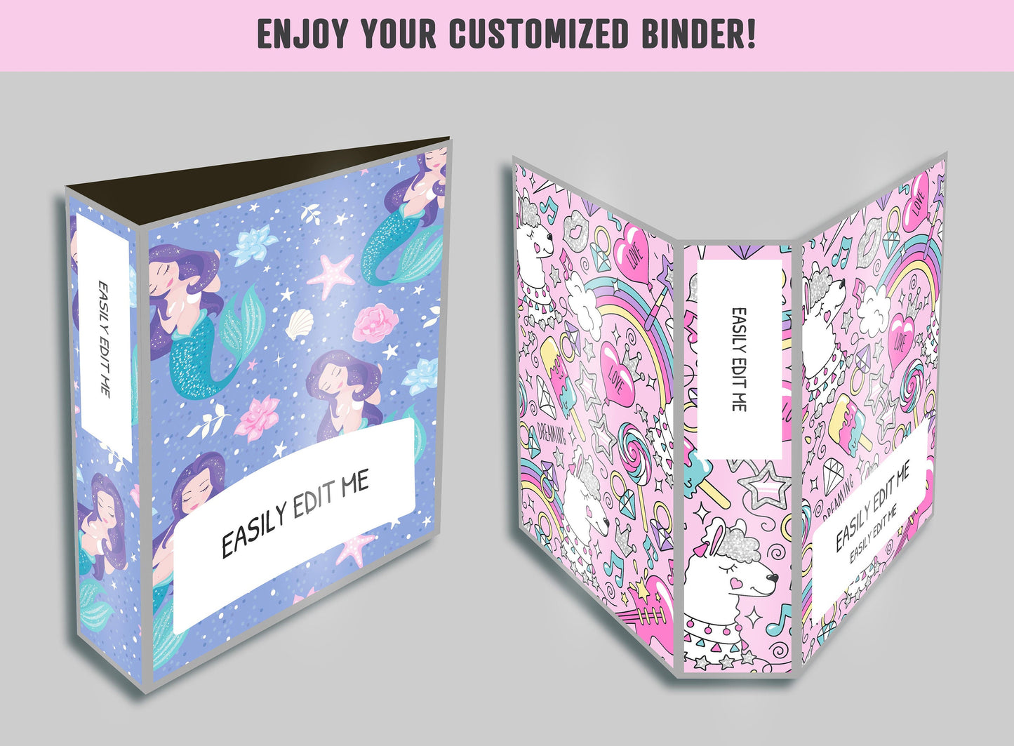 Binder Cover For Girls, 10 Printable & Editable Binder Covers+Spines, Cute Binder Cover, Teacher/School Binder, Planner Cover, Binder Insert