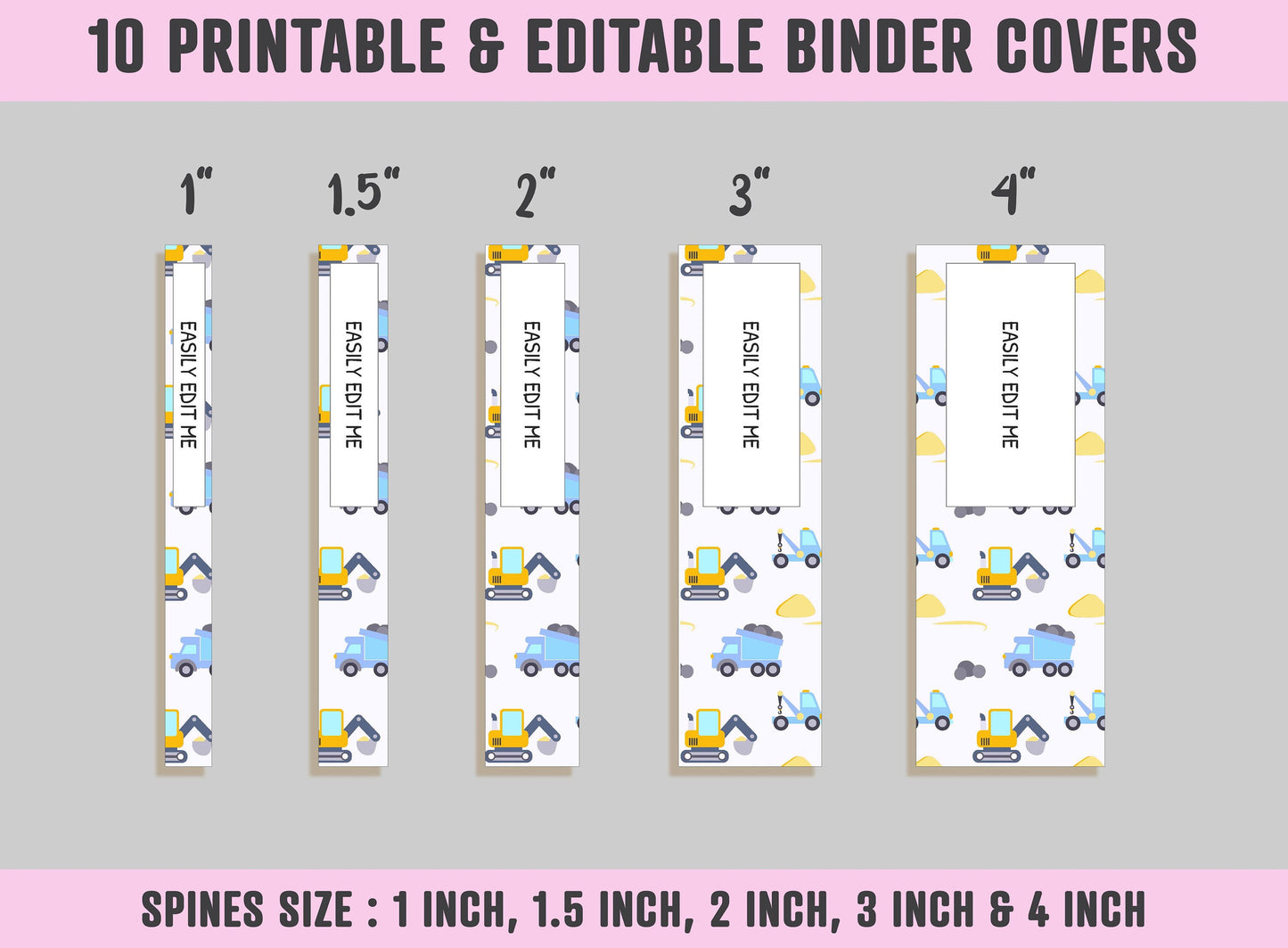 Binder Cover For Kids, 10 Covers+Spines, Binder Cover Printable, Editable, Boys, Girls, Teacher, School Binder, Planner Cover, Binder Insert