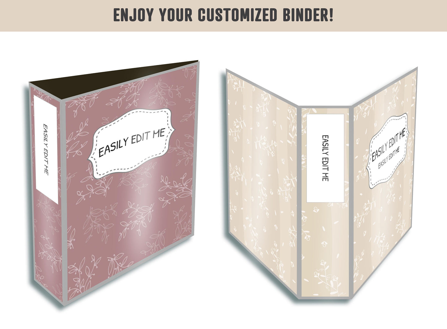 Floral Binder Cover, 10 Printable & Editable Binder Covers+Spines, Teacher/School Binder, Planner Cover, Binder Insert, Flower, Floral, PDF