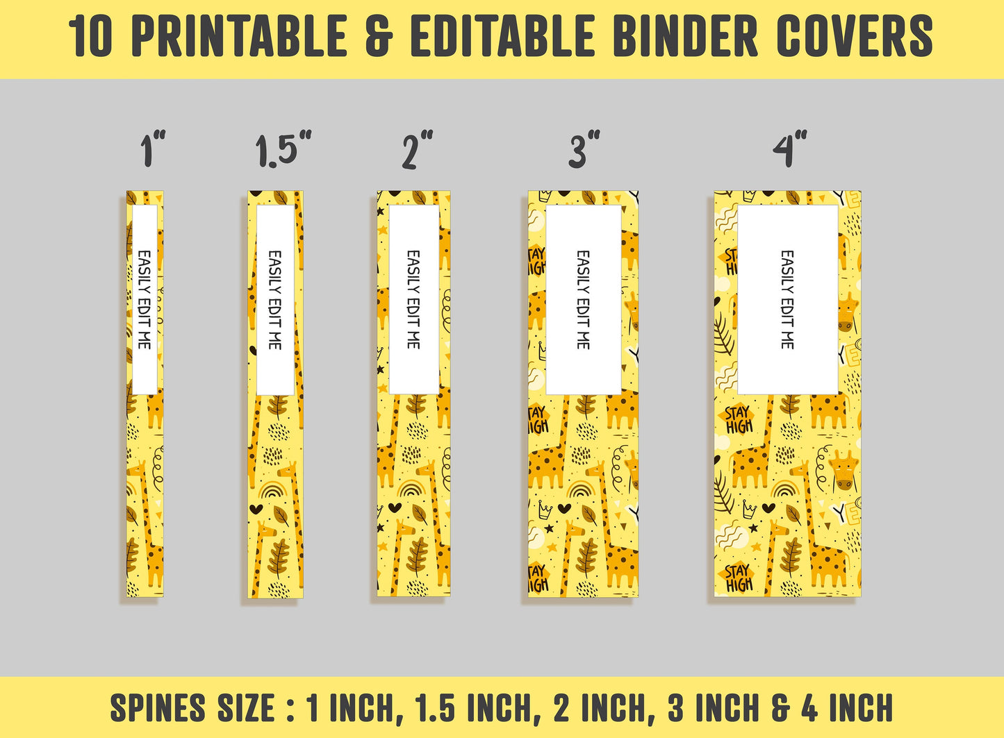 Binder Covers For School, 10 Printable & Editable Binder Covers+Spines, Binder Insert Template Teacher Planner Cover, Printable Binder Cover