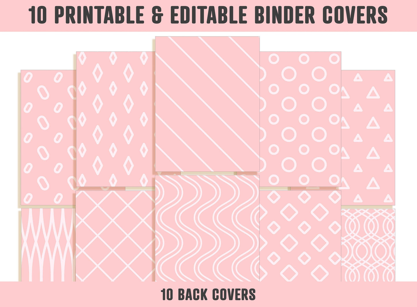 Pink Binder Cover, 10 Printable & Editable Covers+Spines, Binder Insert, Planner Cover, Teacher/School Binder Cover, Printable Binder Cover
