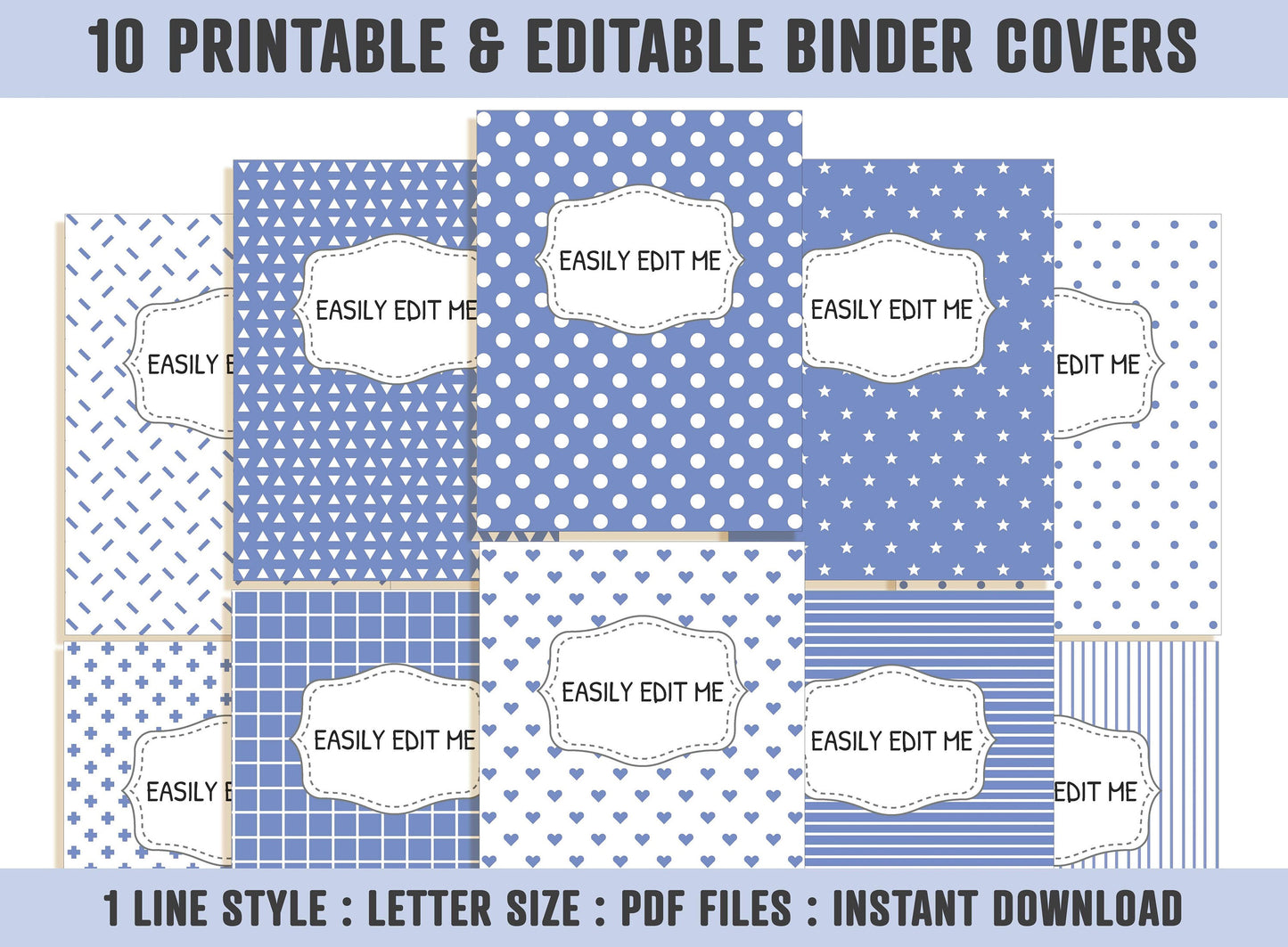Planner Cover Page, 10 Editable Binder Covers and Spines, Binder Cover Printable, Teacher/School Binder Page, Binder Inserts, Template, PDF