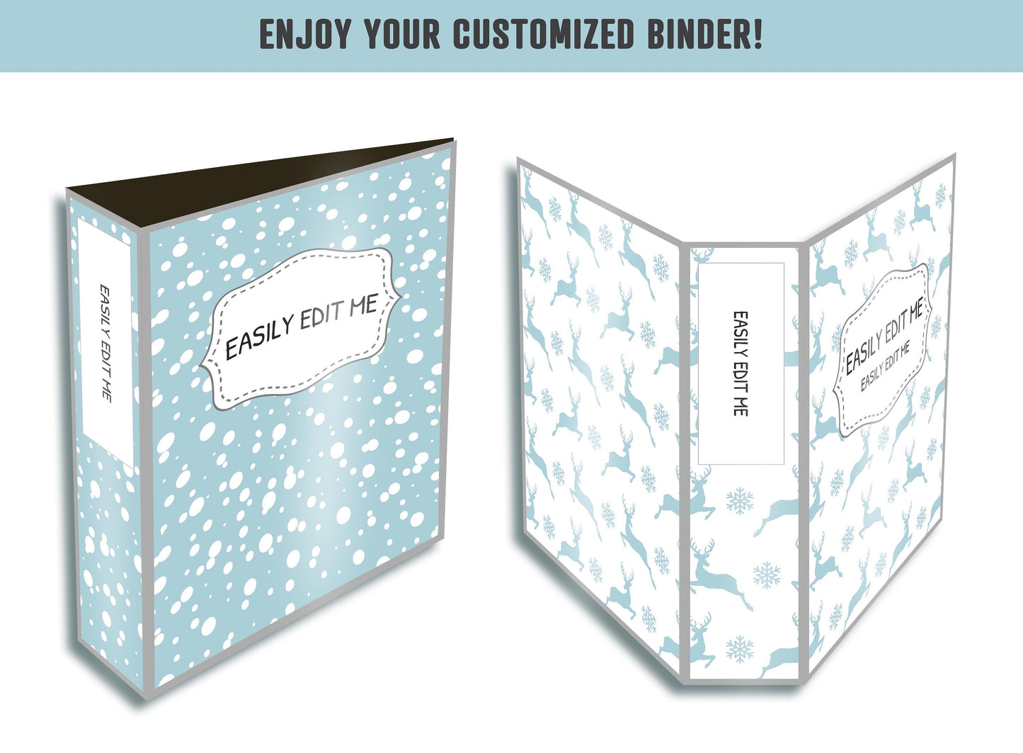 Holiday Planner Cover, 10 Editable Binder Covers and Spines Winter/Christmas Binder Cover Printable Teacher/School Binder Page Binder Insert