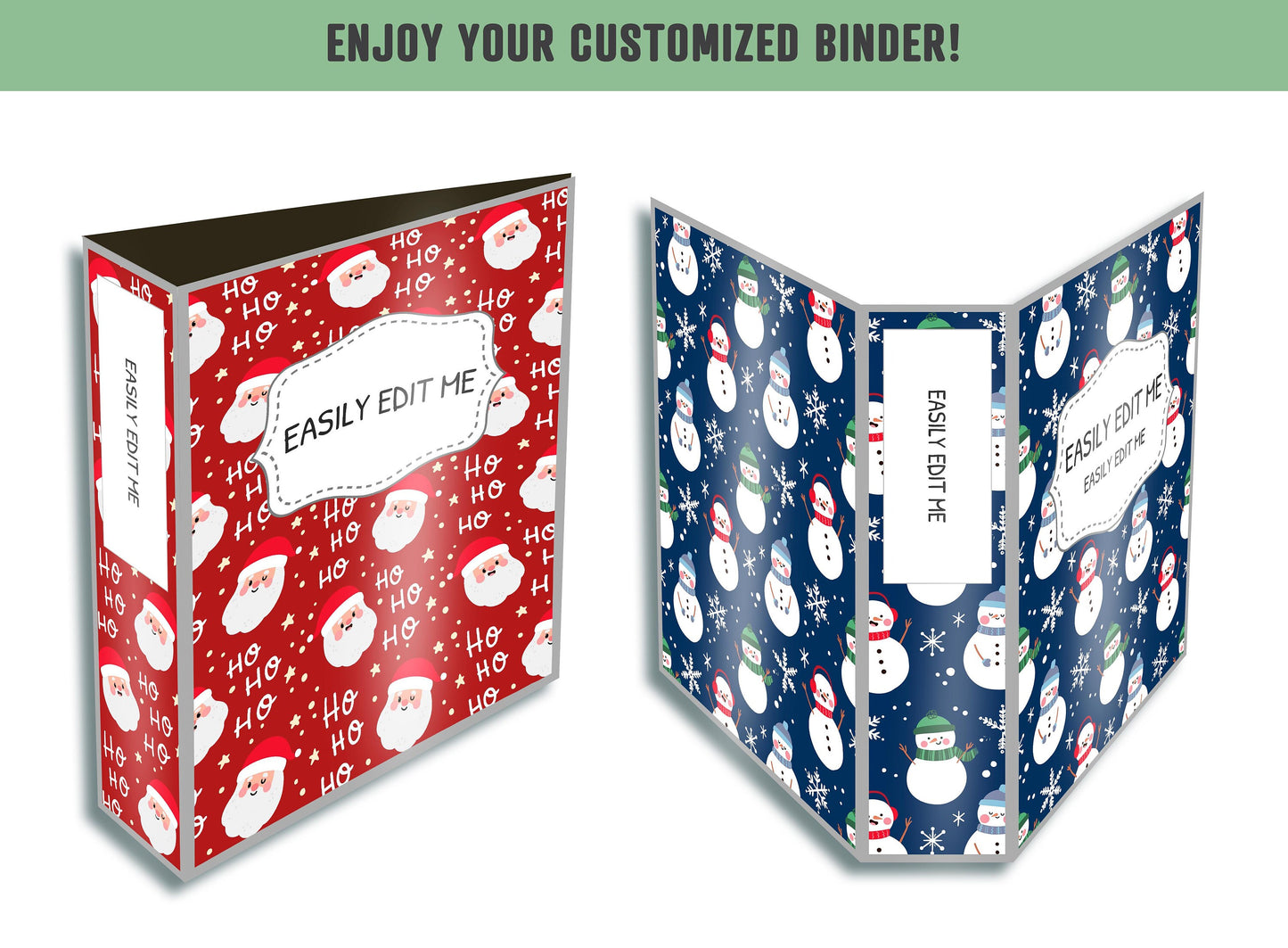 Christmas Planner Cover, 10 Printable & Editable Binder Covers+Spines Winter/Holiday Planner Cover Teacher/School Binder Page Binder Inserts