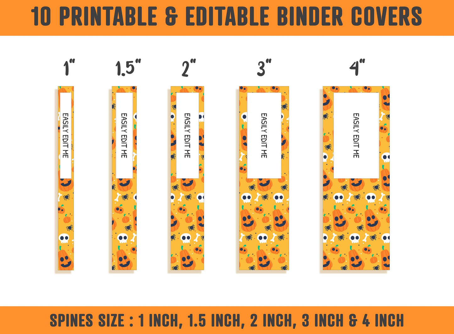 Halloween Binder Cover, 10 Printable & Editable Binder Covers+Spines, Halloween Planner Cover, Teacher/School Binder Page Fall Binder Insert