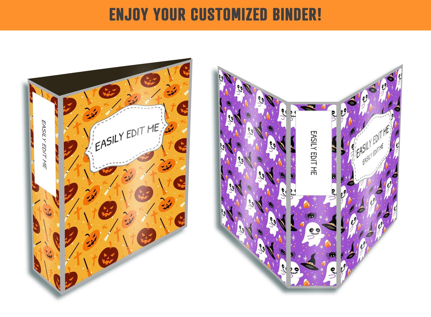 Halloween Binder Cover, 10 Printable & Editable Binder Covers+Spines, Halloween Planner Cover, Teacher/School Binder Page Fall Binder Insert