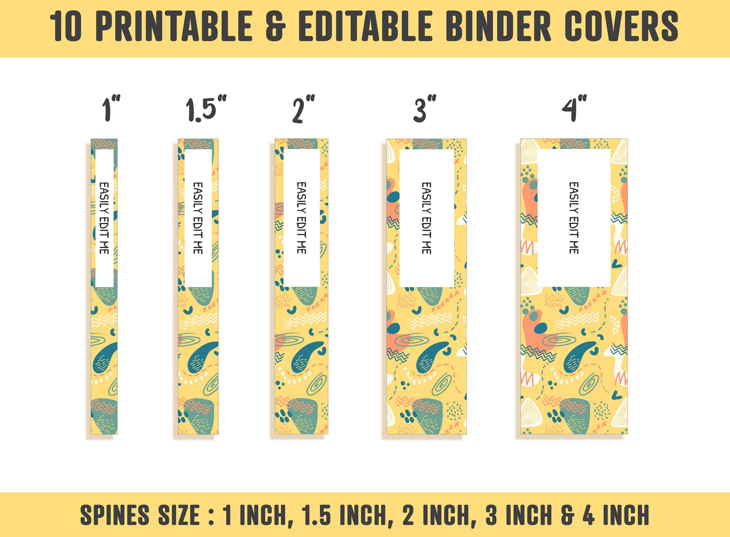 Abstract Planner Cover, 10 Printable & Editable Binder Covers+Spines, Binder Cover Inserts, Planner Cover Template, Teacher/School Binder