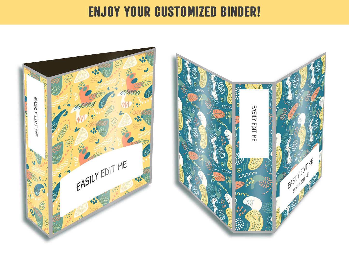 Abstract Planner Cover, 10 Printable & Editable Binder Covers+Spines, Binder Cover Inserts, Planner Cover Template, Teacher/School Binder