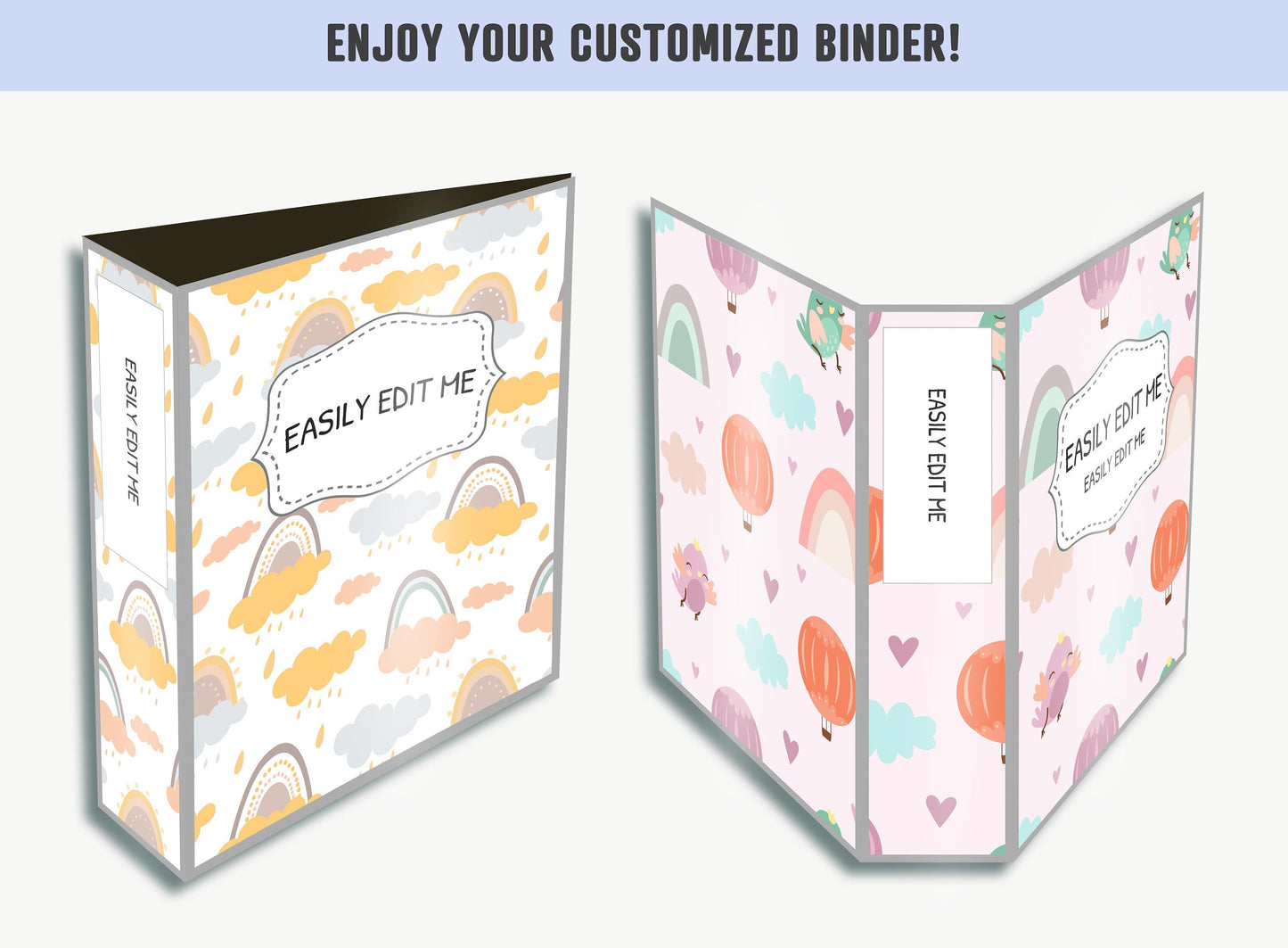 Rainbow Binder Cover Printable Editable, 10 Covers+Spines, Binder Insert, Planner Cover, Teacher/School Binder Cover, Printable Binder Cover