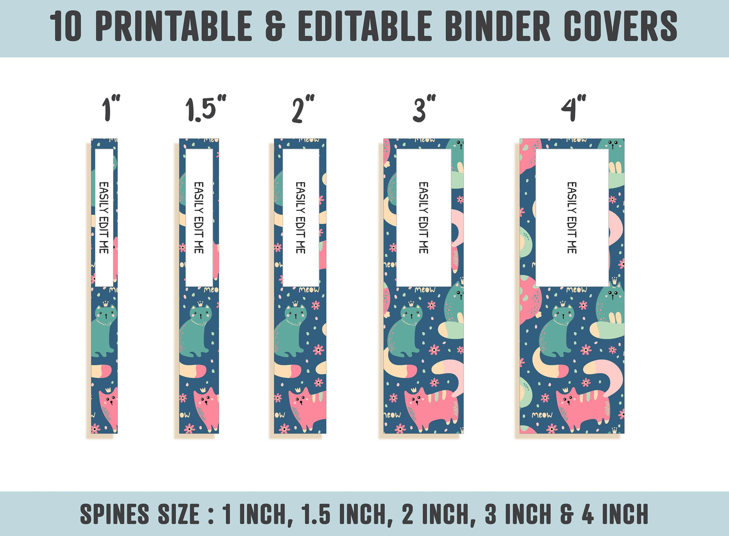 Binder Cover Printable Editable, 10 Covers+Spines, Binder Insert, Planner Cover, Teacher Binder, School Binder Cover, Printable Binder Cover