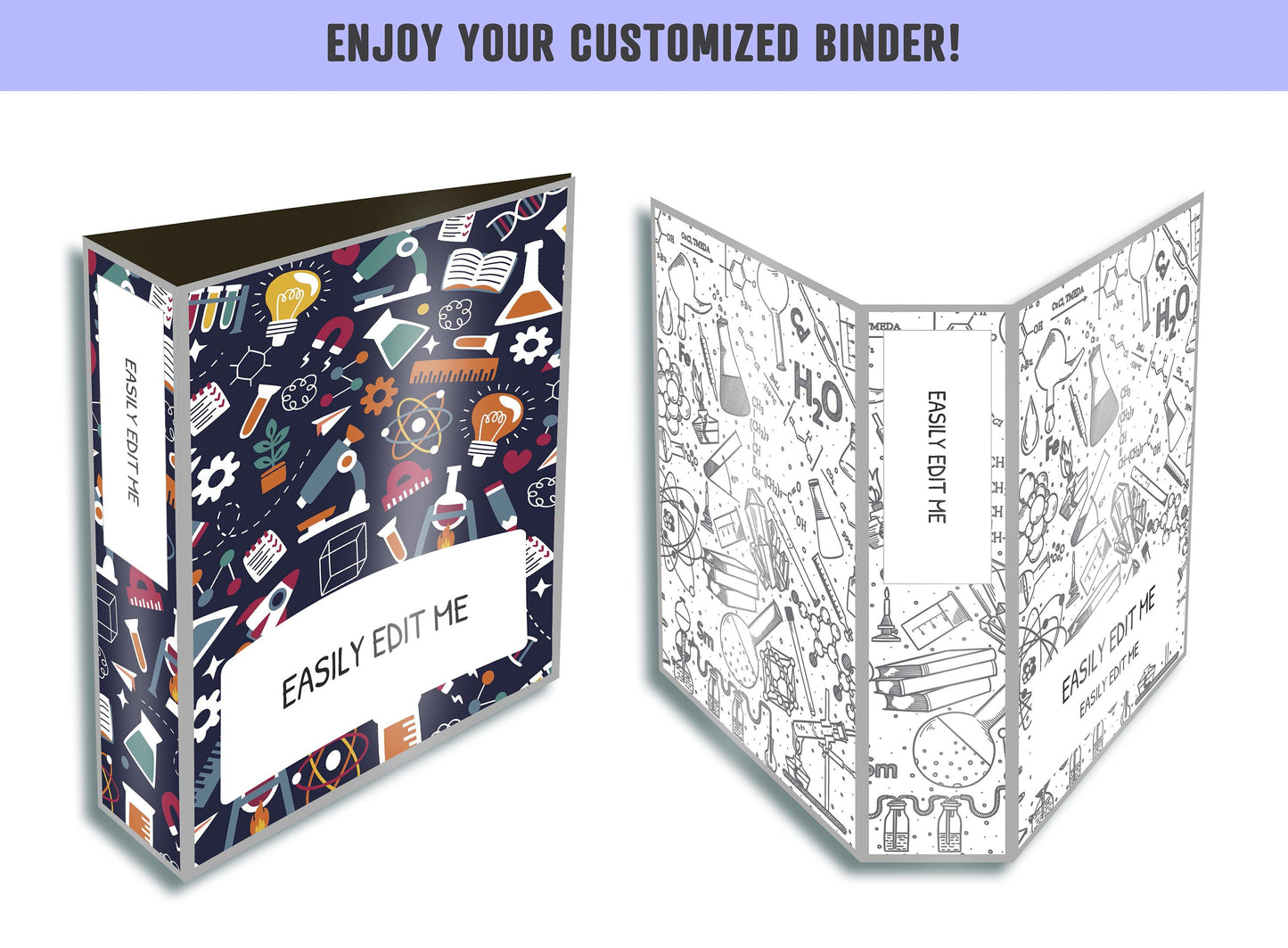 Science Binder Cover, 10 Printable & Editable Covers+Spines, Binder Inserts, Planner Cover, Teacher Binder, School Binder Cover, Template
