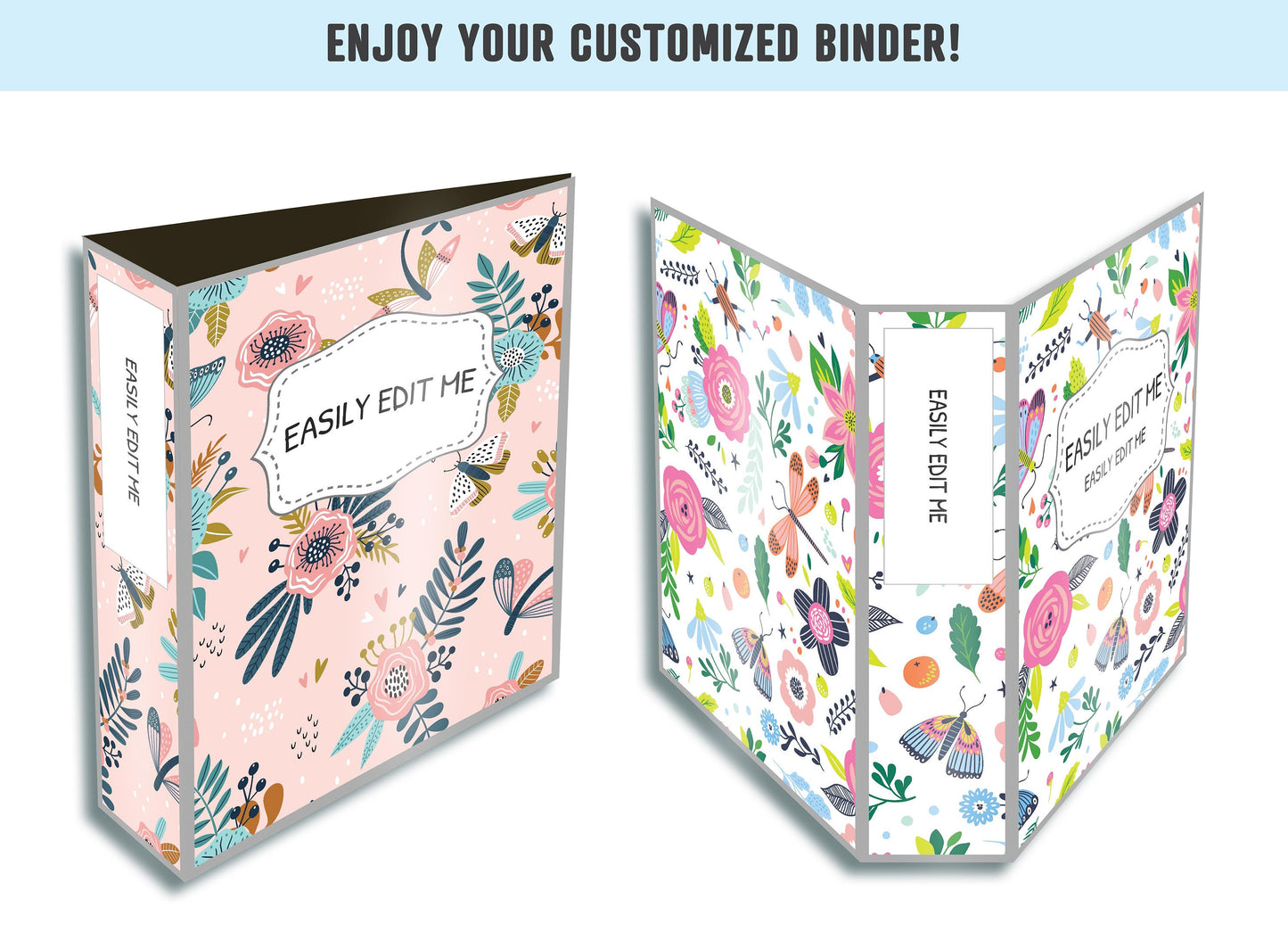 Binder Cover Printable, 10 Covers+Spines, Binder Insert, Planner Cover, Teacher Binder, School Binder Cover, Printable Floral Binder Cover