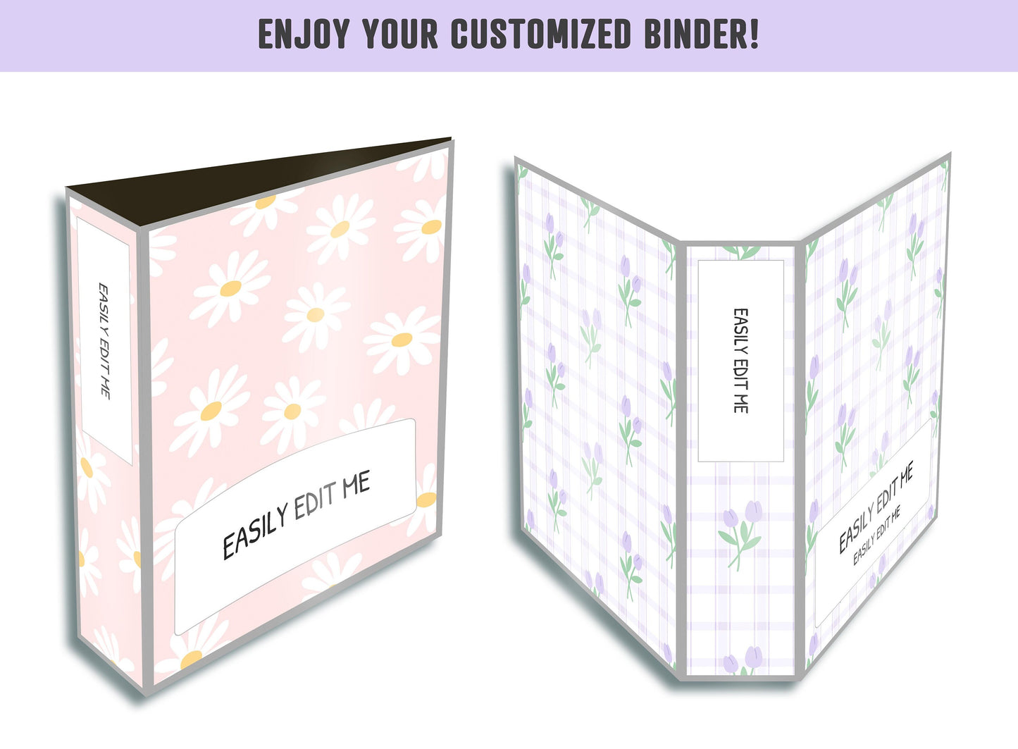 Flower Binder Cover, 10 Covers+Spines, Binder Cover Printable, Editable, Teacher/School Binder Cover, Planner Cover, Binder Inserts, Floral